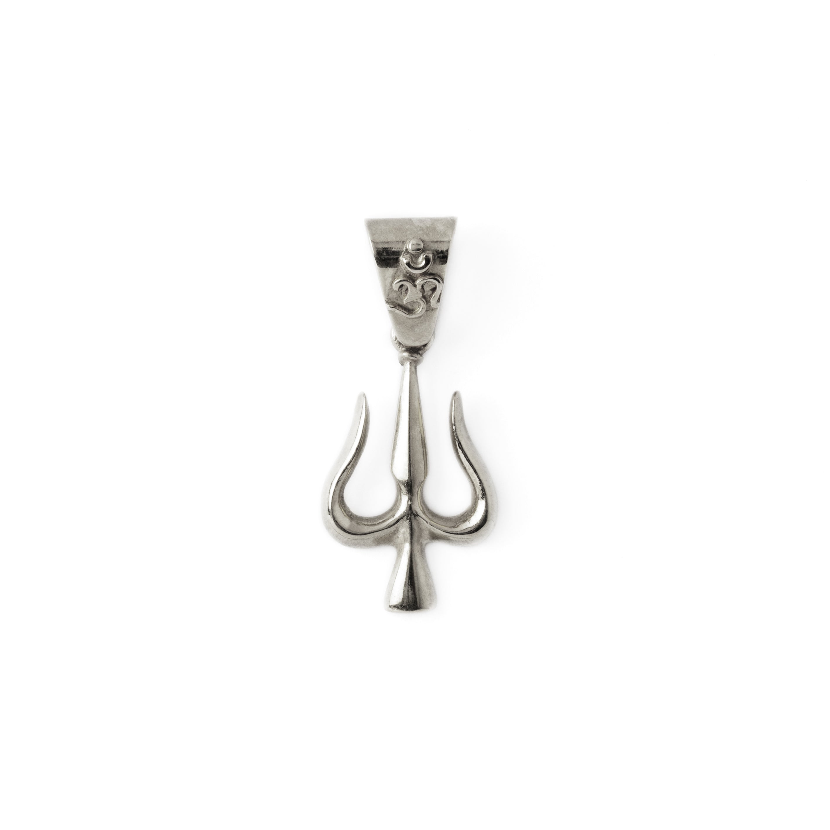Shiva's Trishula Silver Pendant frontal view
