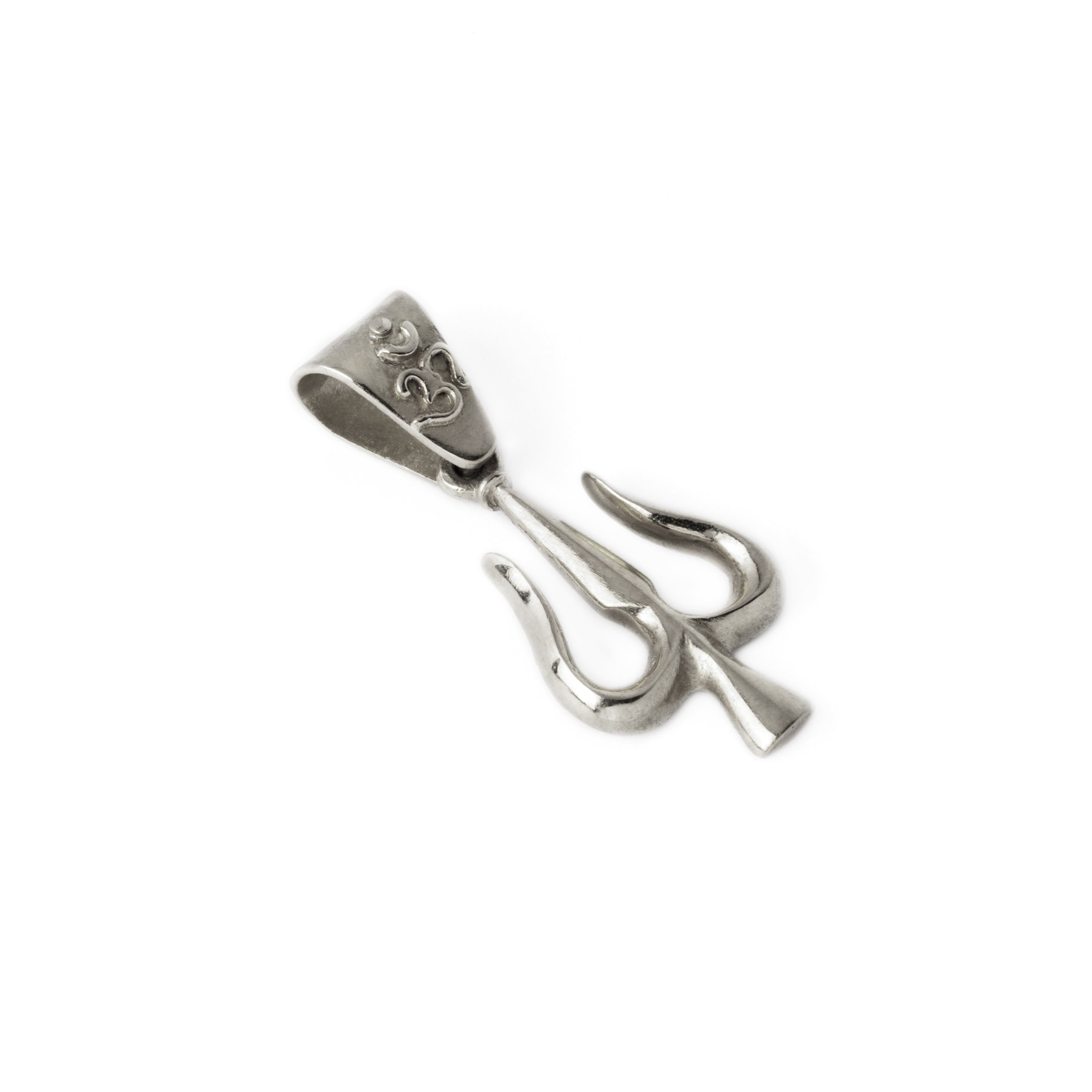 Shiva's Trishula Silver Pendant right side view