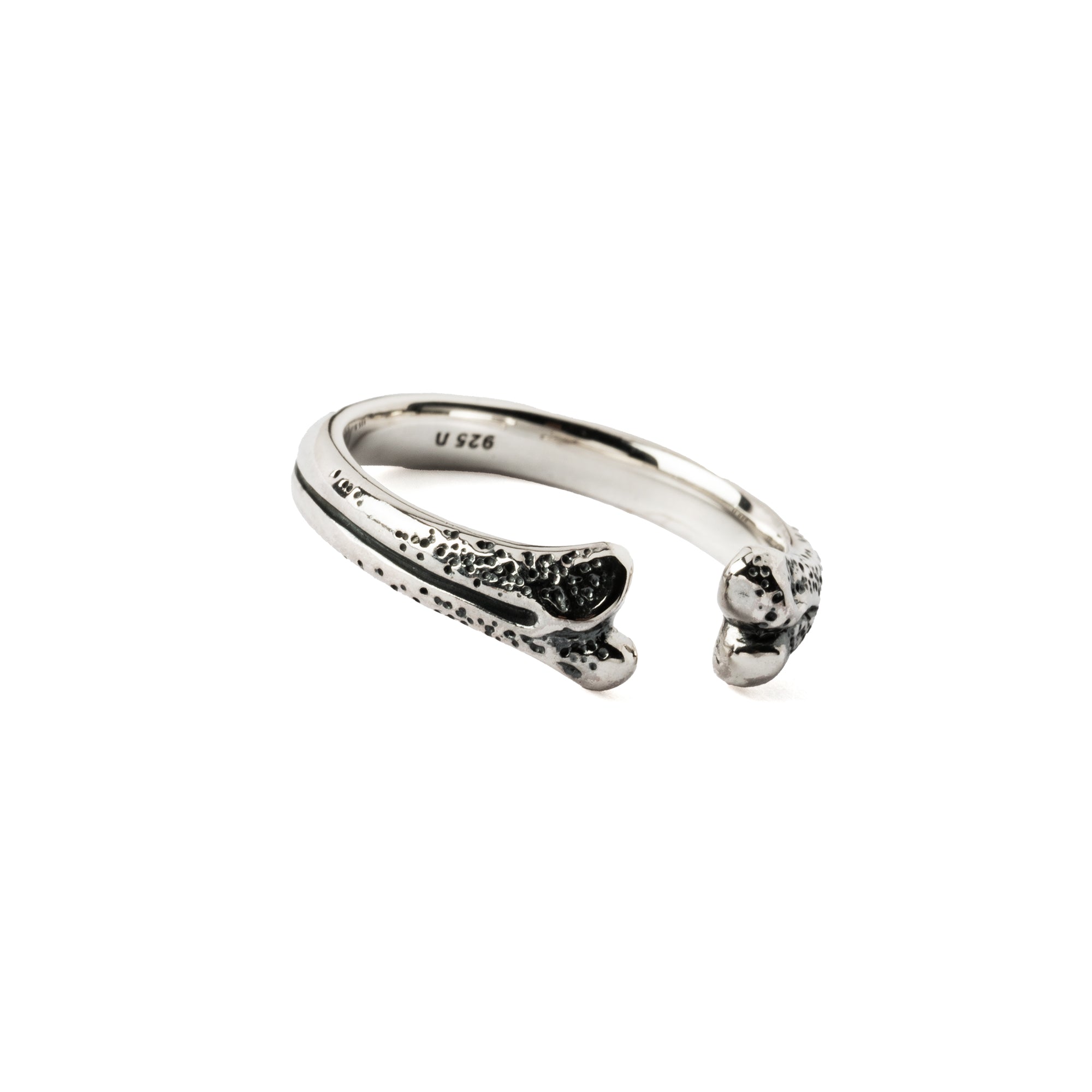 Sterling Silver Bone Ring left side view