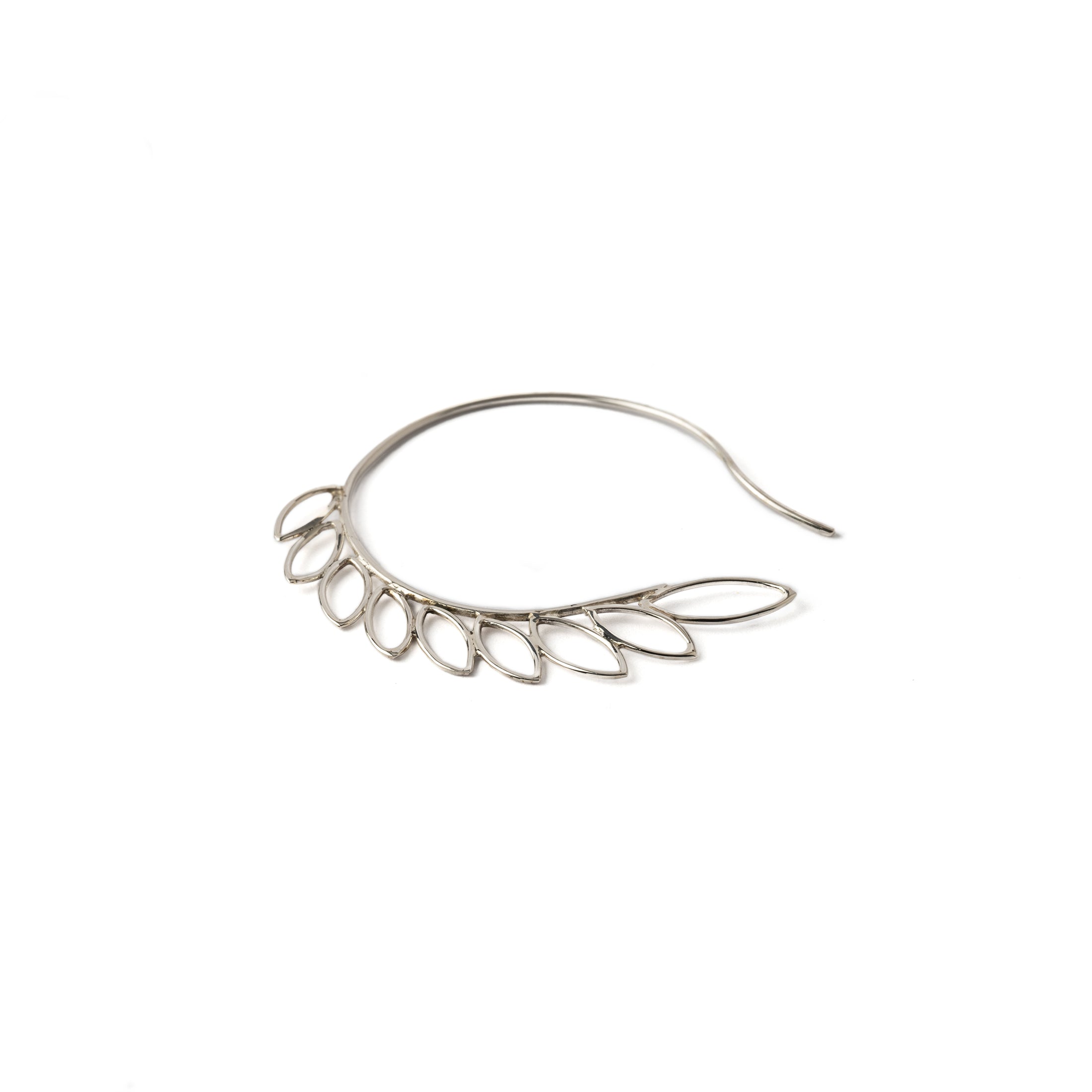 Sterling Silver Fern Open Hoop earrings side view