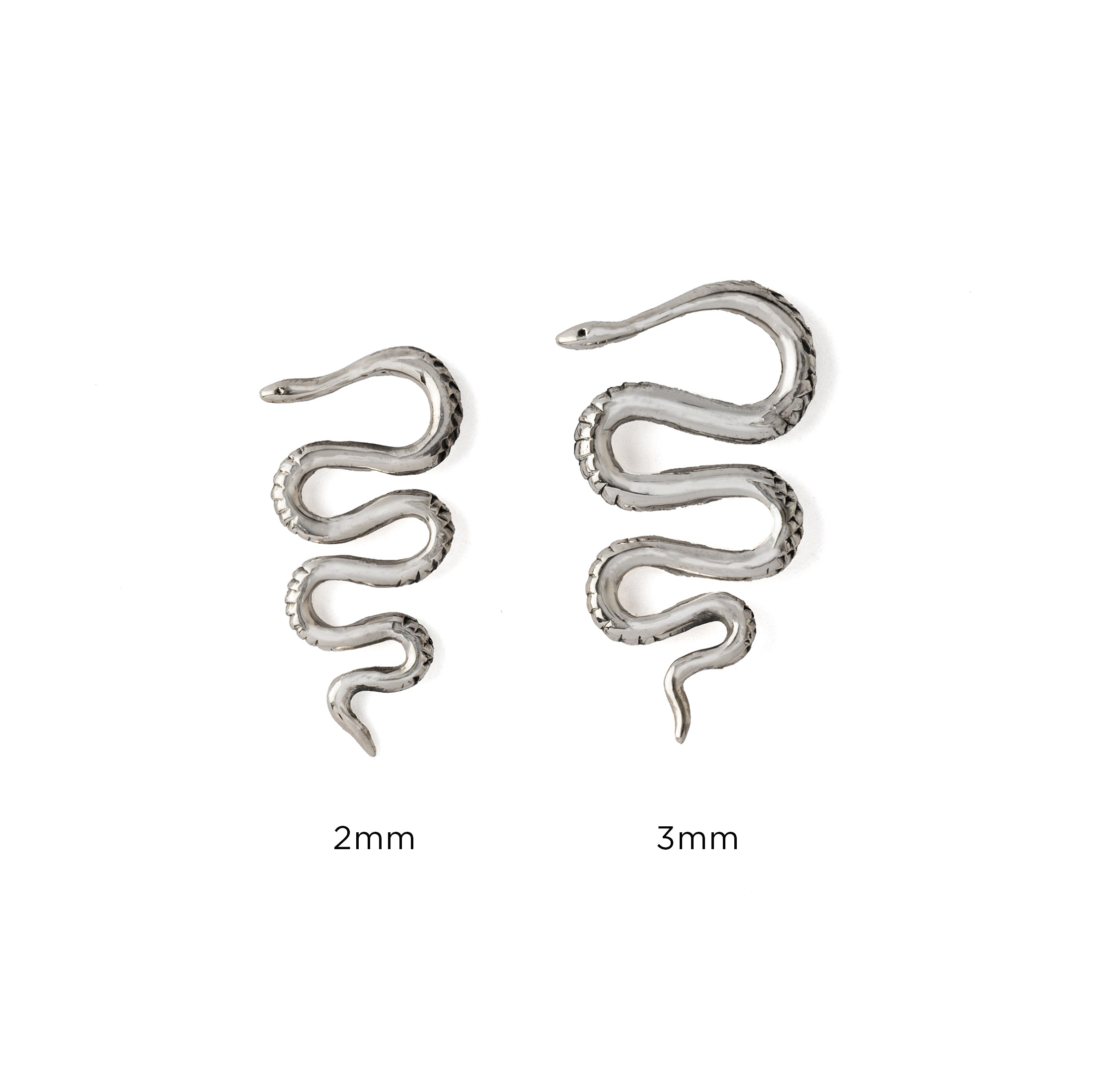 2mm and 3mm Snake Silver Ear Hangers