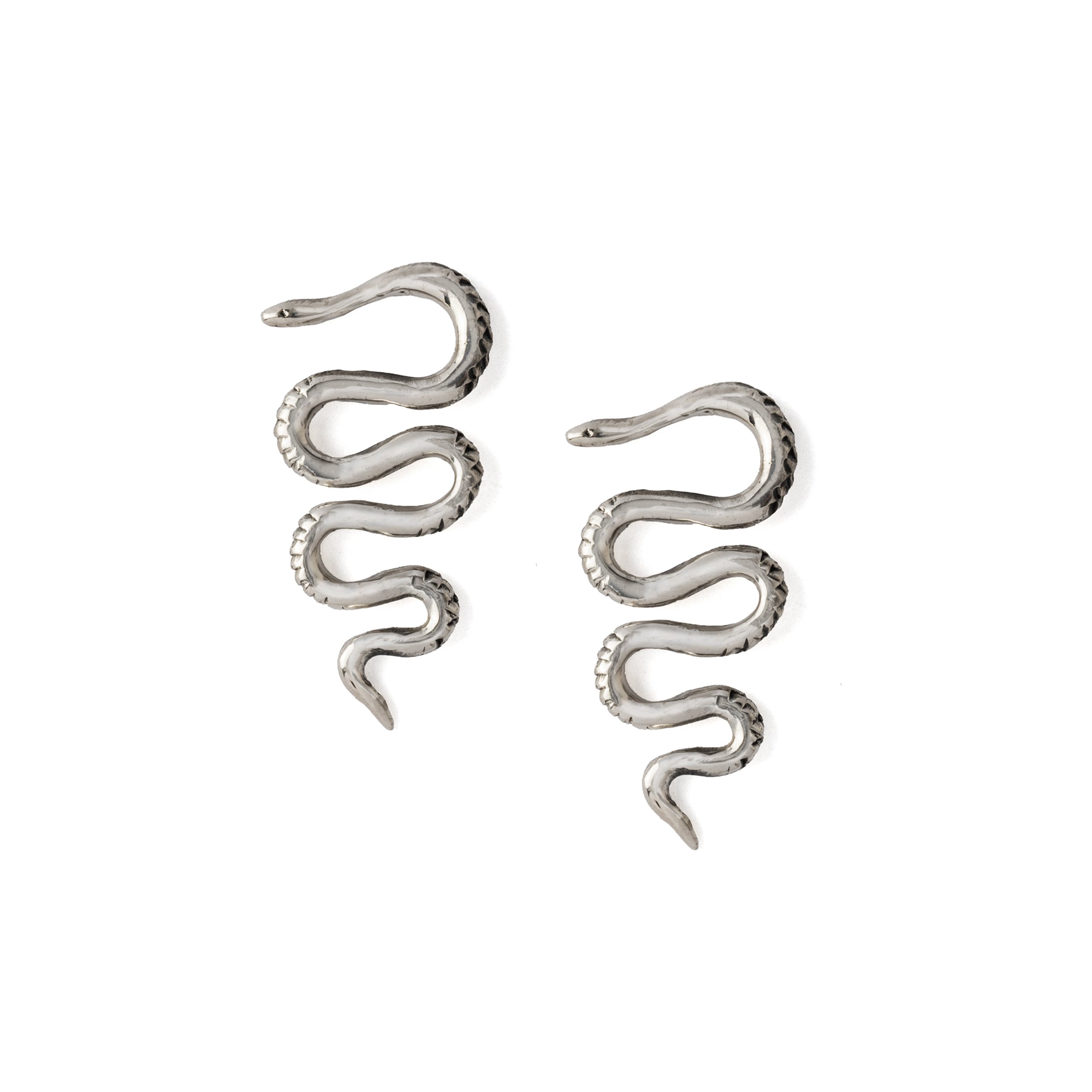 Snake Silver Ear Hangers side view