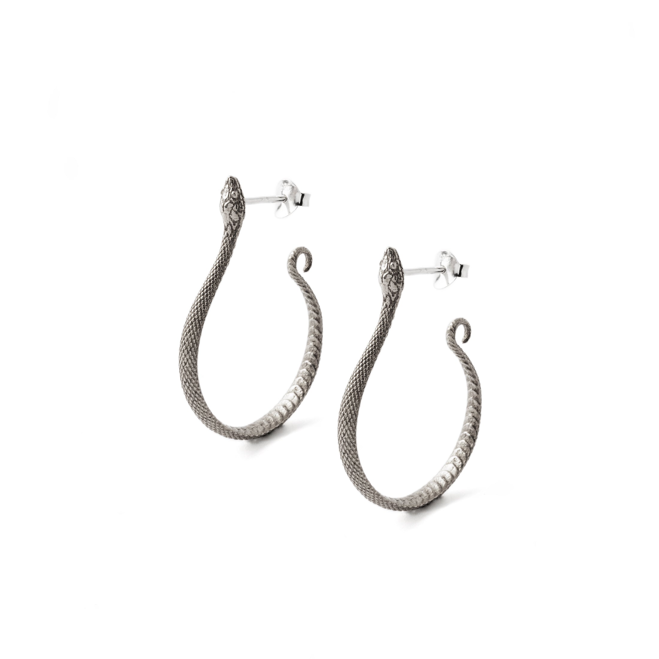 Snake Silver Open Hoops