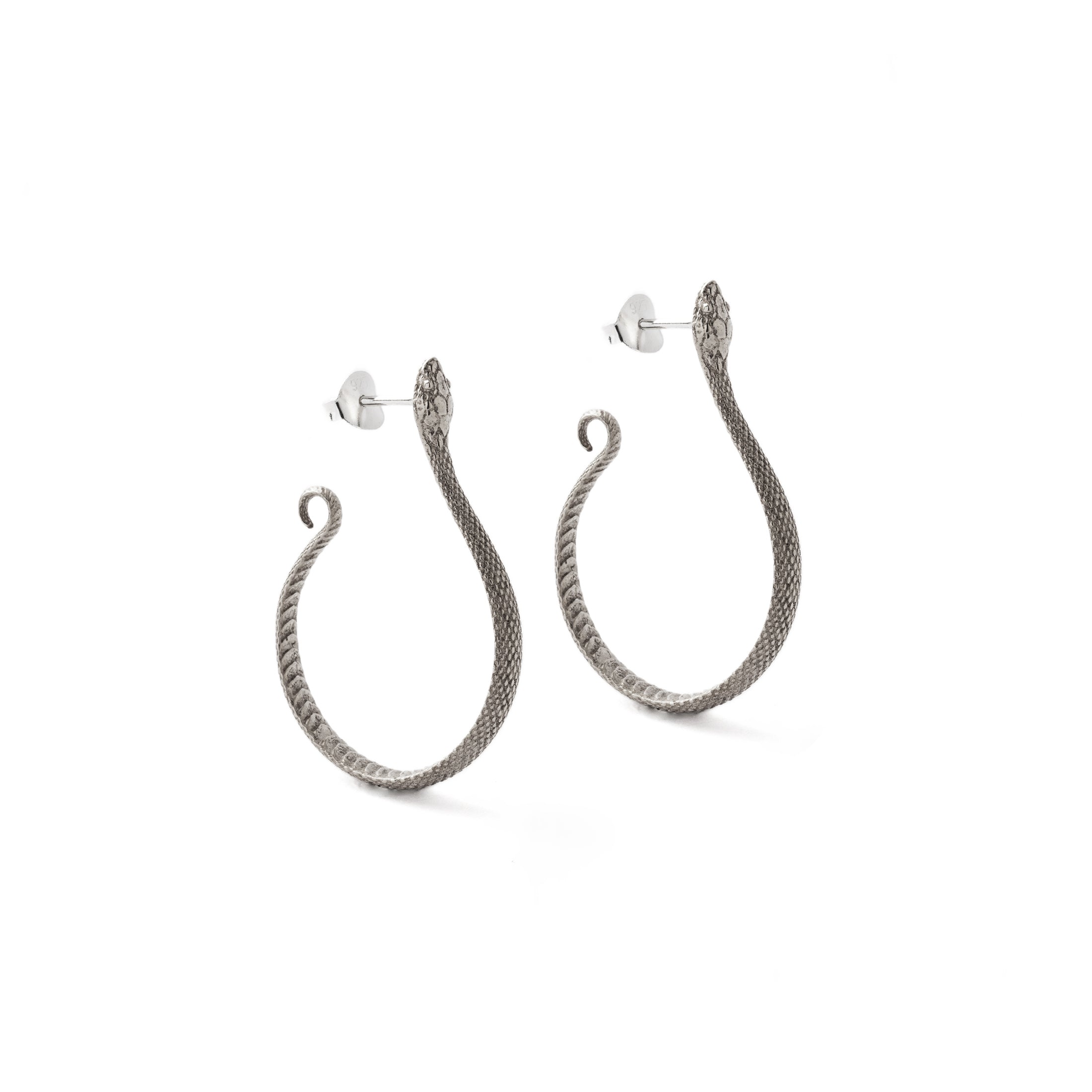 Snake Silver Open Hoops