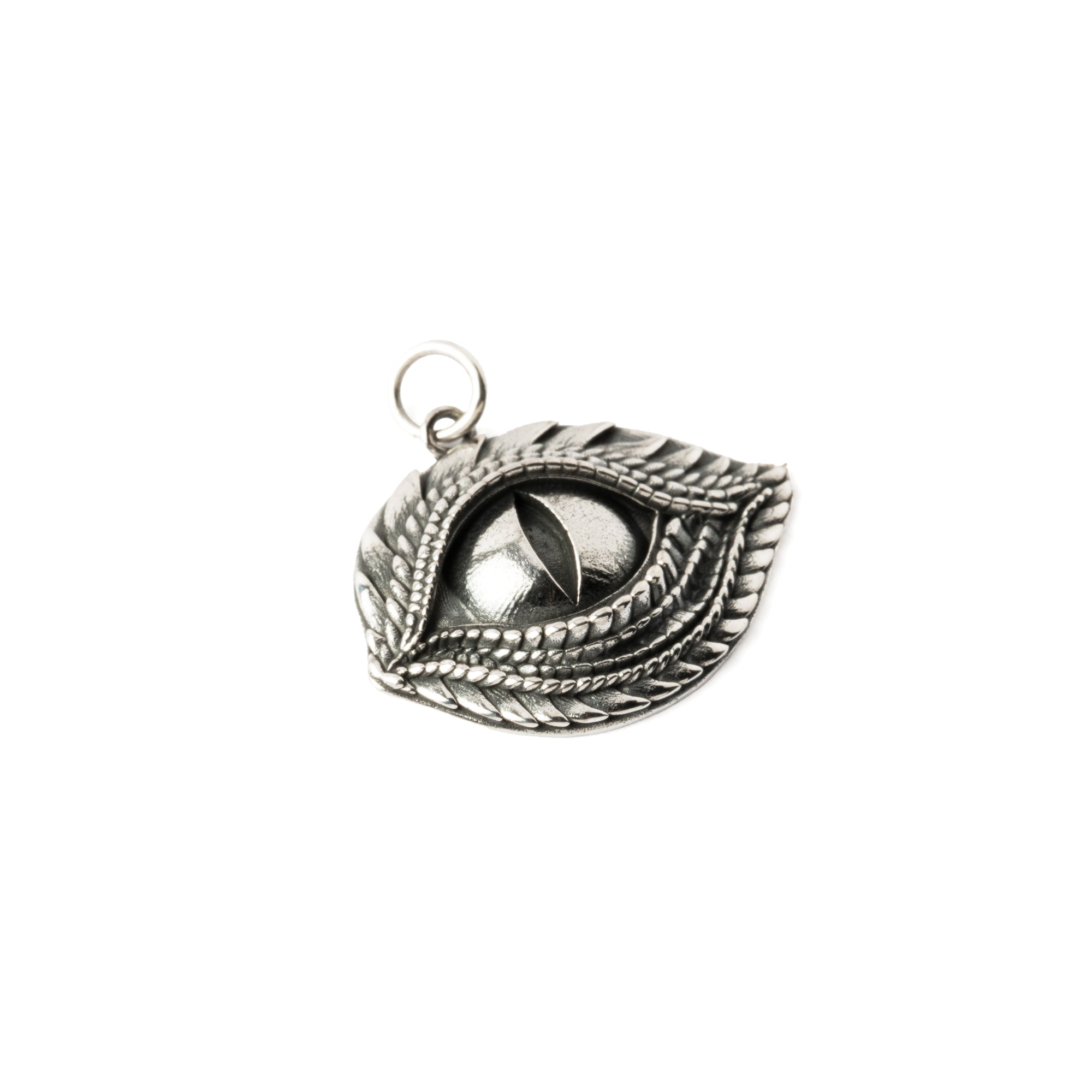 Silver Dragon Eye Charm Necklace