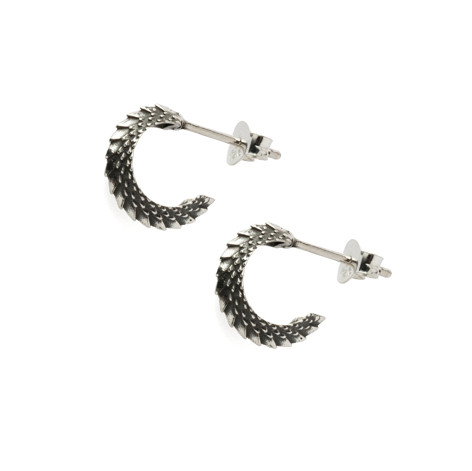 Sterling Silver Dragon Scale Open Hoop right side view