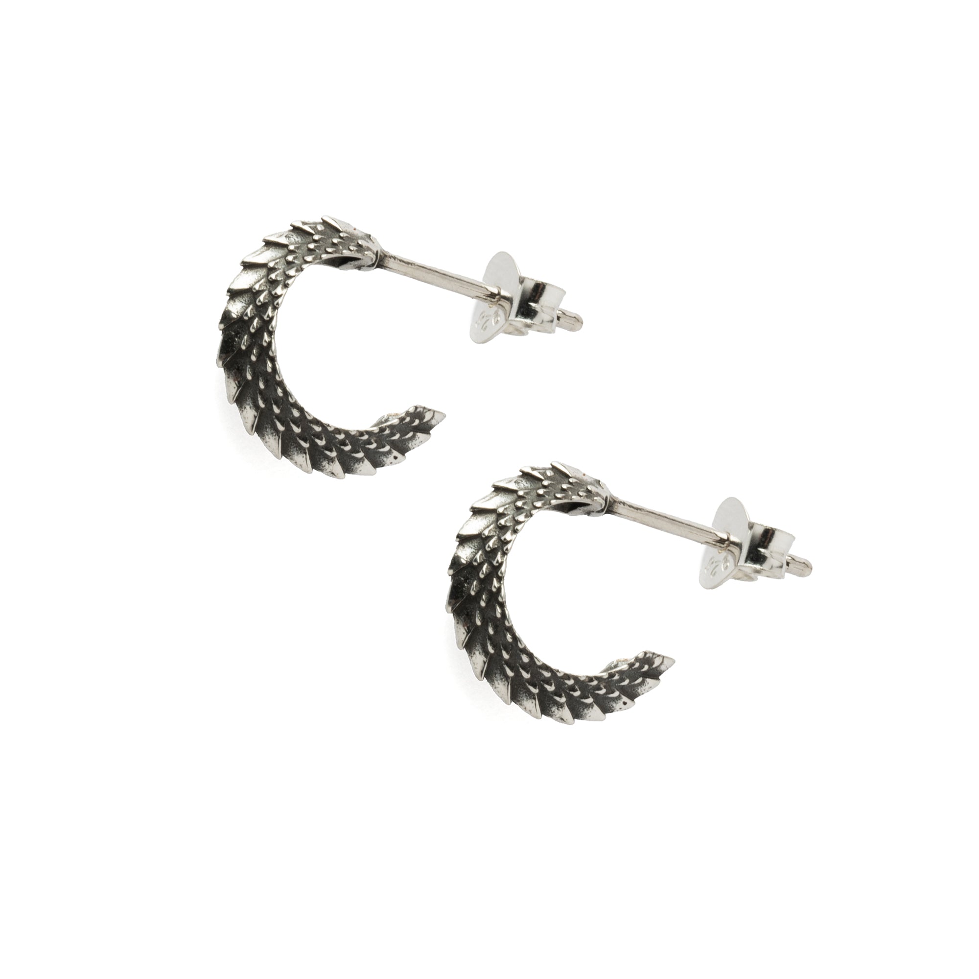 Sterling Silver Dragon Scale Open Hoop right side view