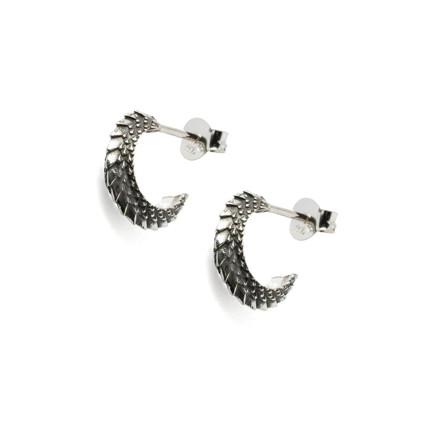 Sterling Silver Dragon Scale Open Hoop right side view
