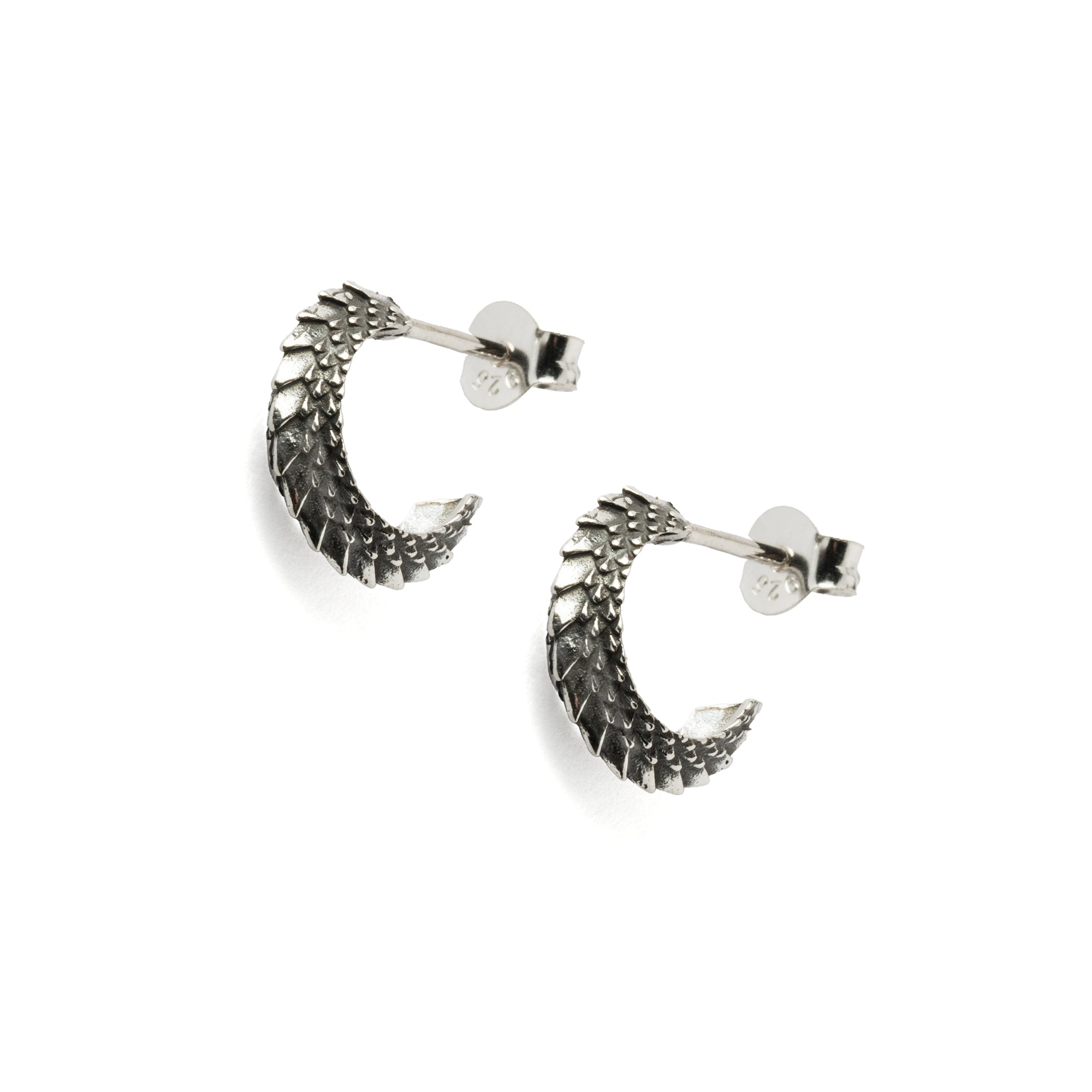 Sterling Silver Dragon Scale Open Hoop right side view
