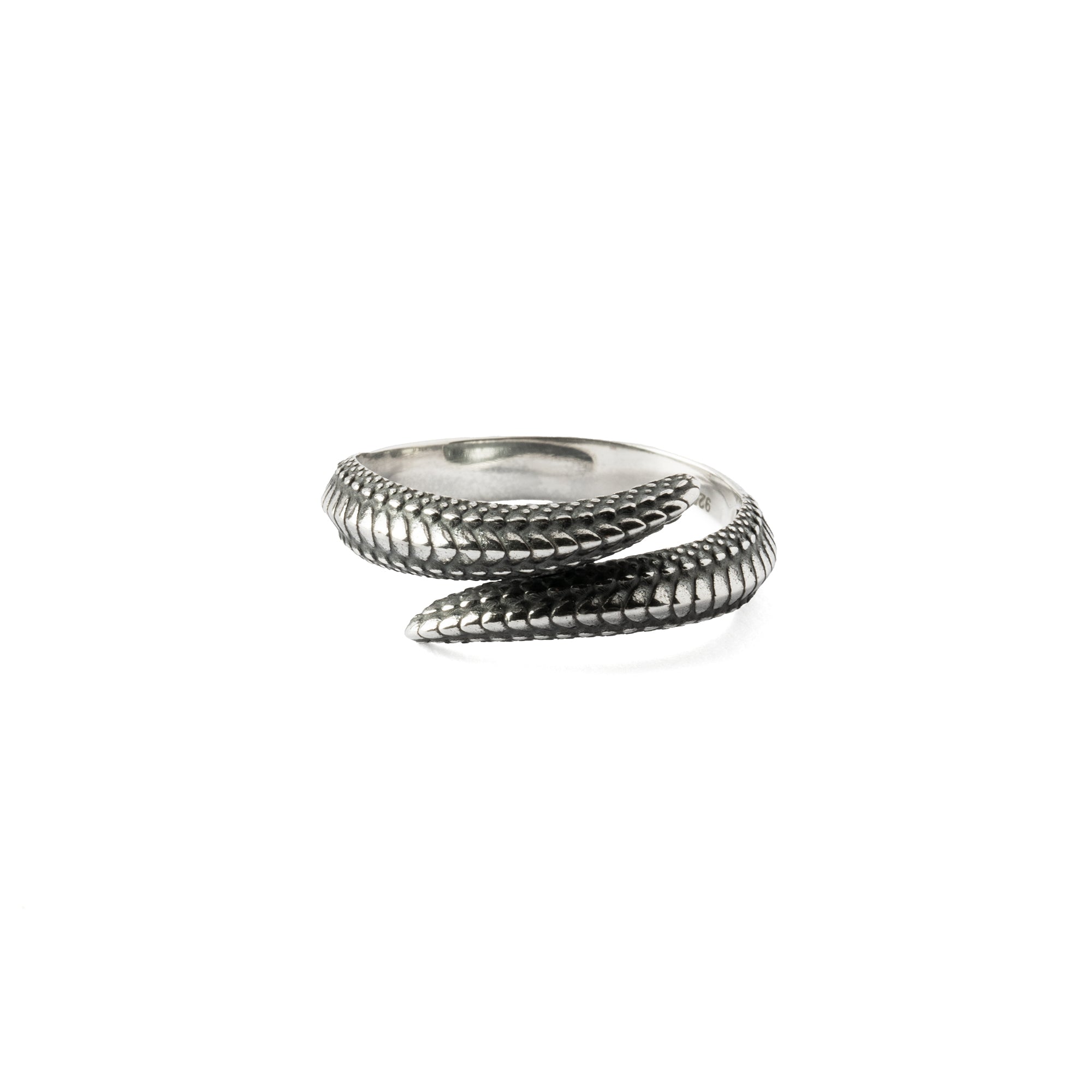 Sterling Silver Dragon Scale wrap Ring frontal view