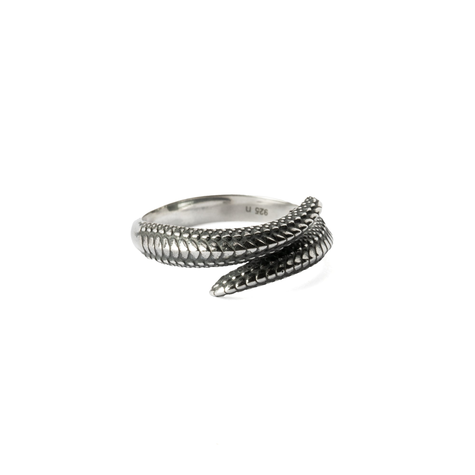 Sterling Silver Dragon Scale wrap Ring left side view