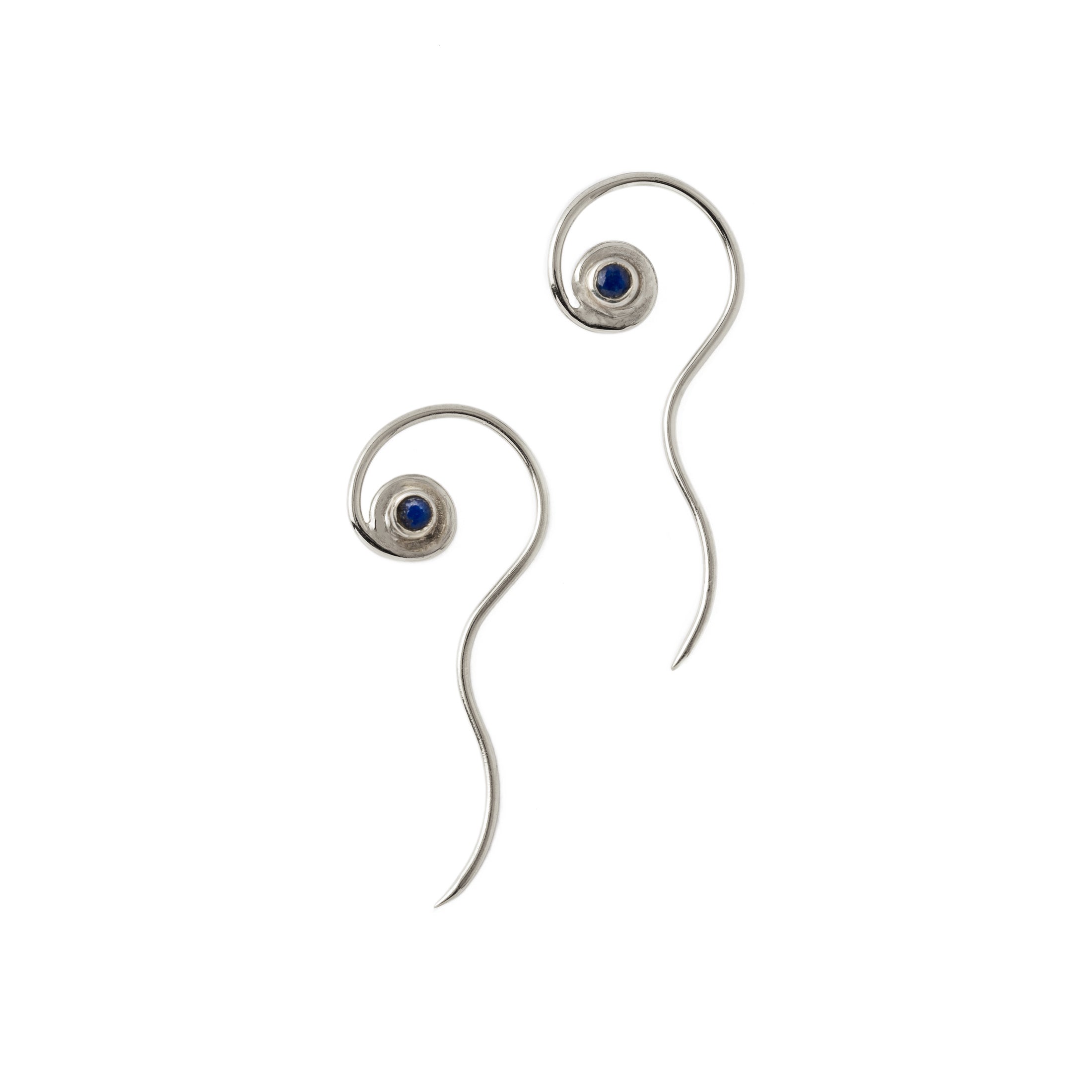 Silver & Lapis Wailuku Earrings frontal view