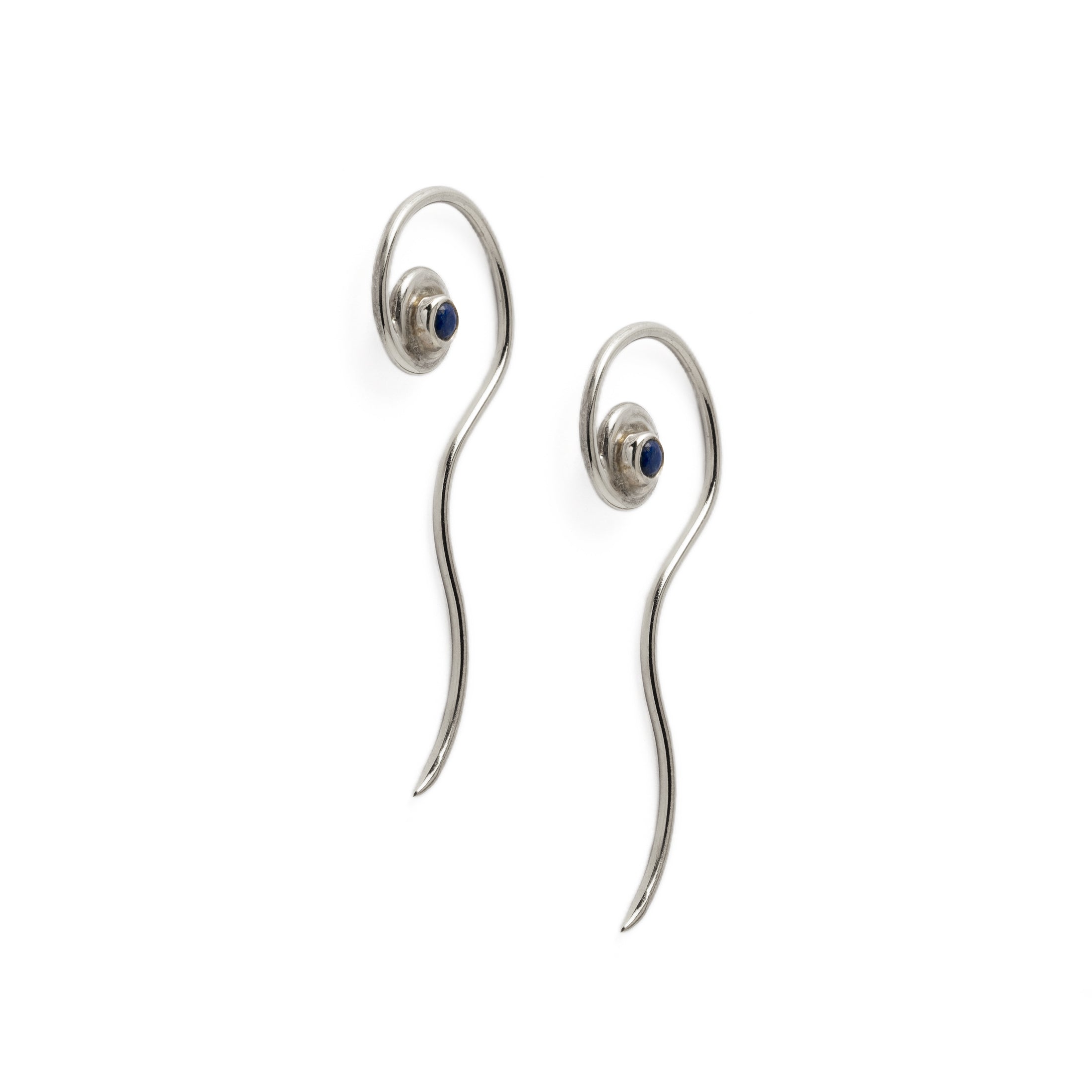 Silver & Lapis Wailuku Earrings right side view