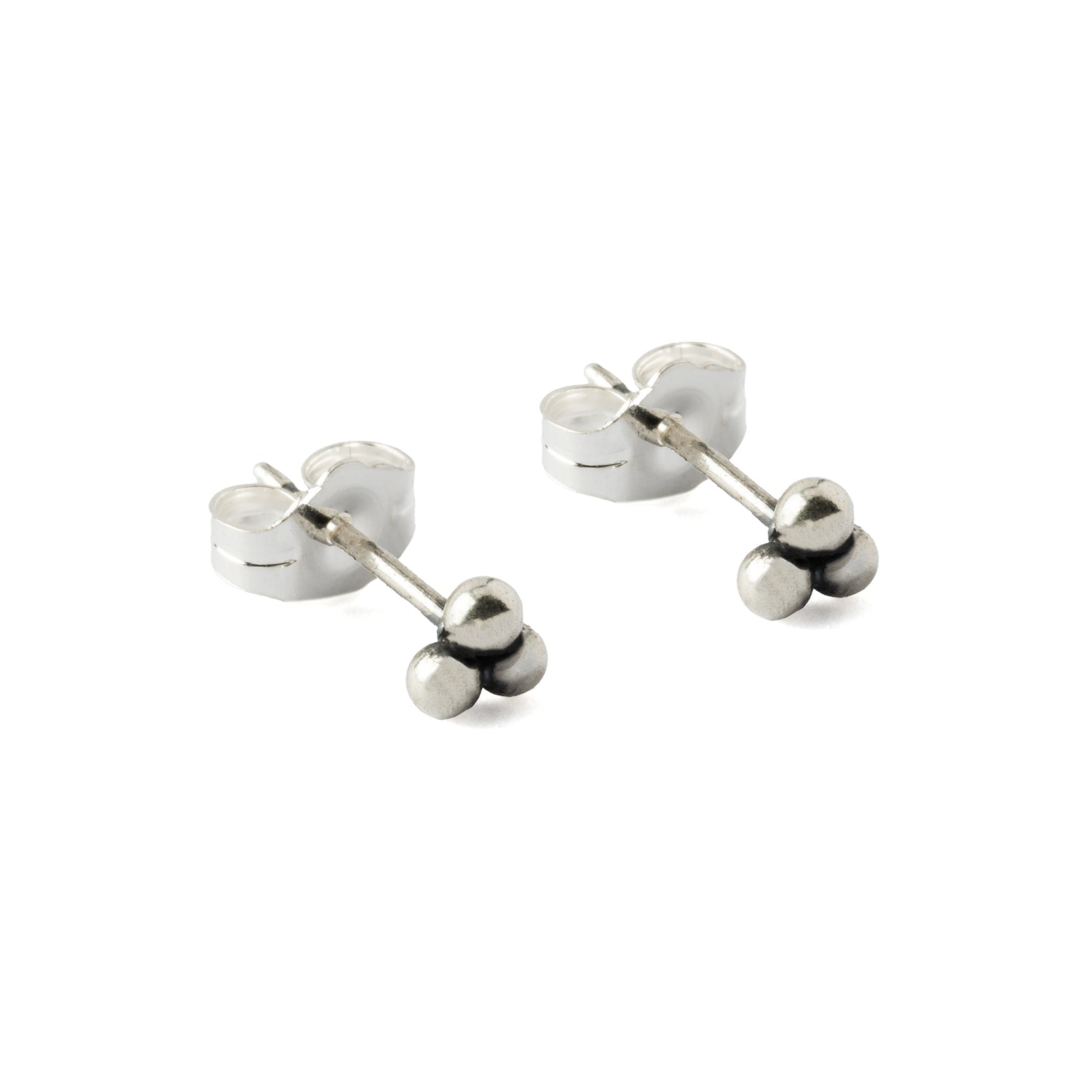Sterling Silver Trinity Pyramid Ear Studs right side view