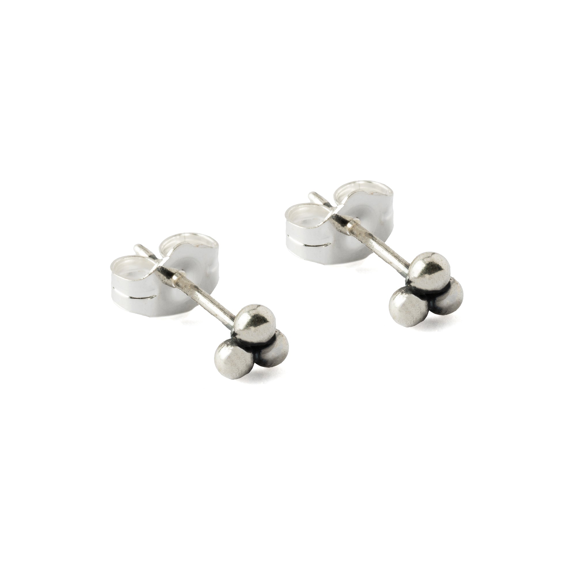 Sterling Silver Trinity Pyramid Ear Studs right side view