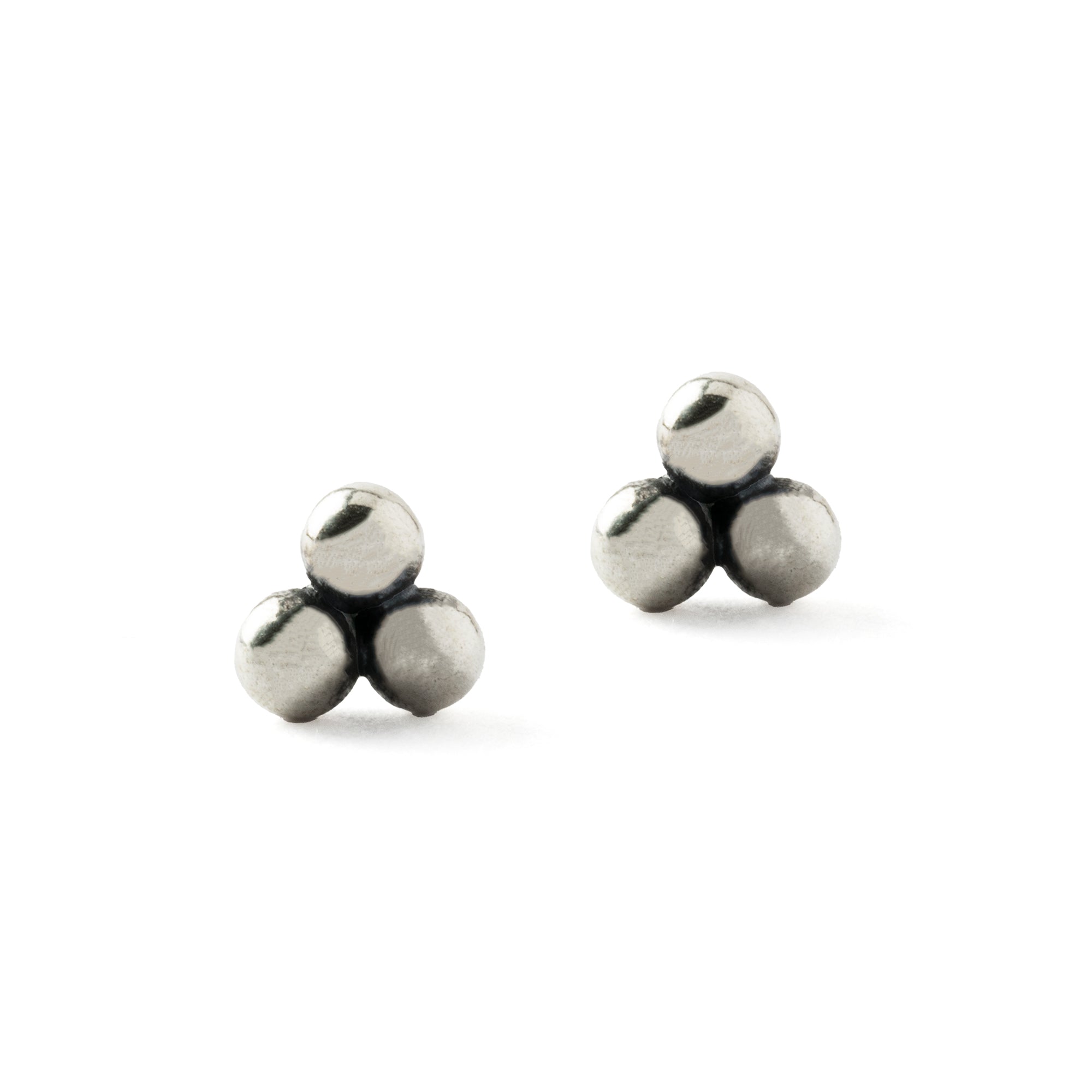 Sterling Silver Trinity Pyramid Ear Studs front view