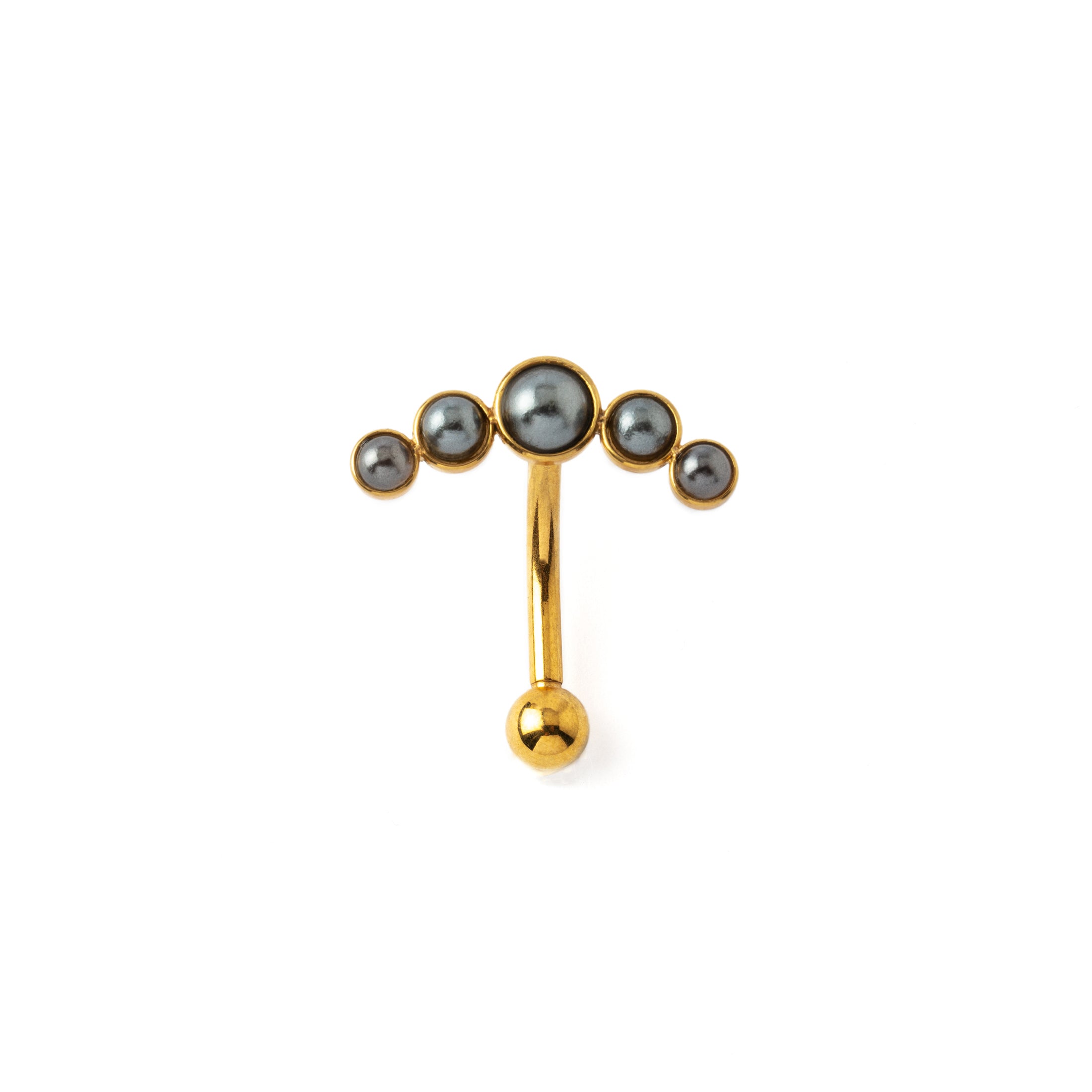 Siti Golden Navel Piercing with Pearl frontal view