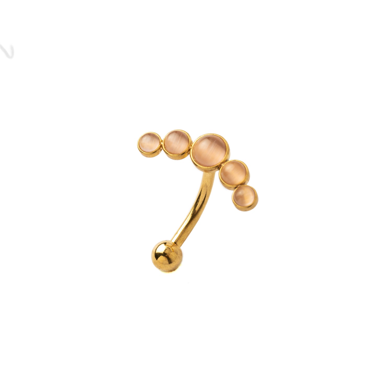 Siti Golden Navel Piercing with Rose Cat Eye right side view