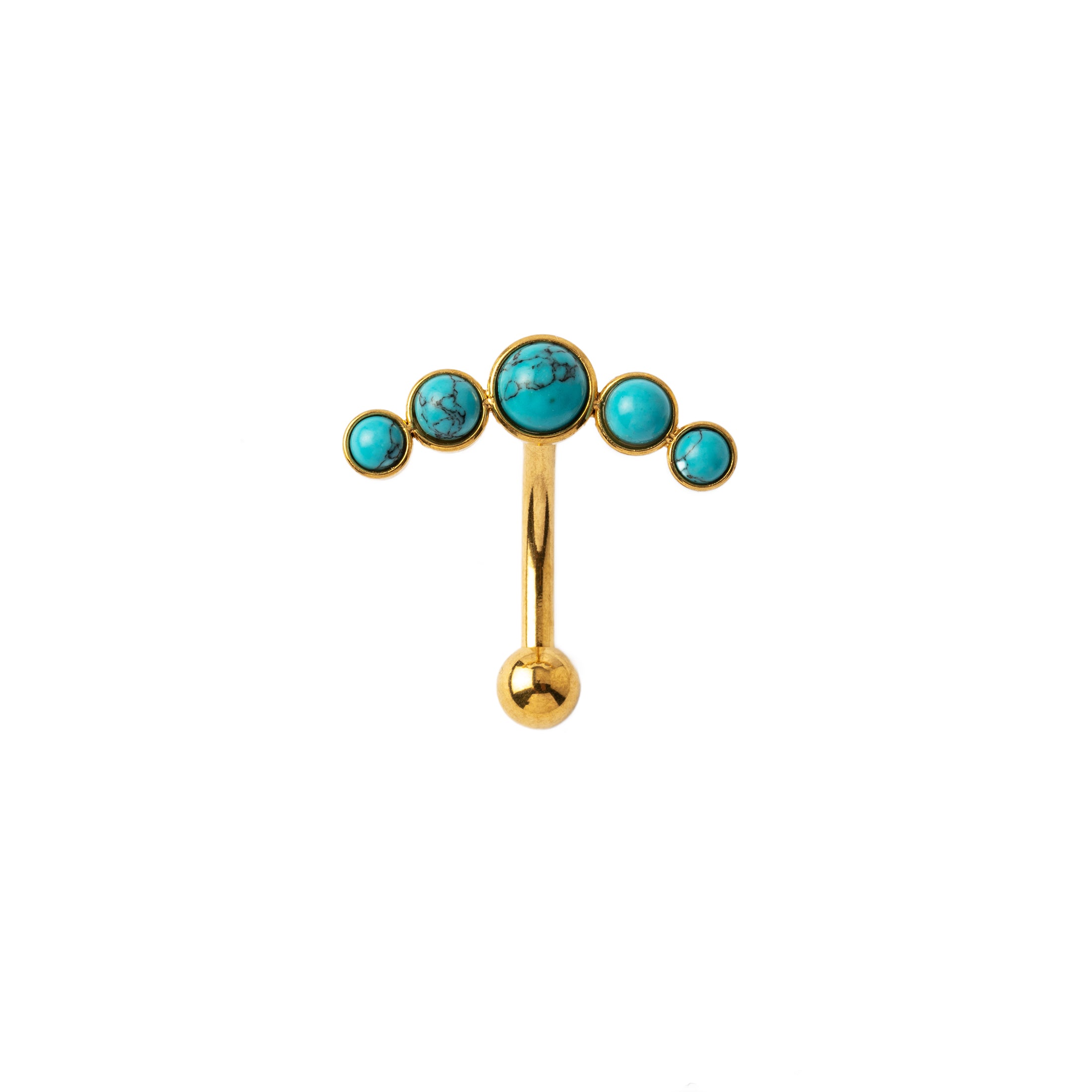 Siti Golden Navel Piercing with Turquoise frontal view