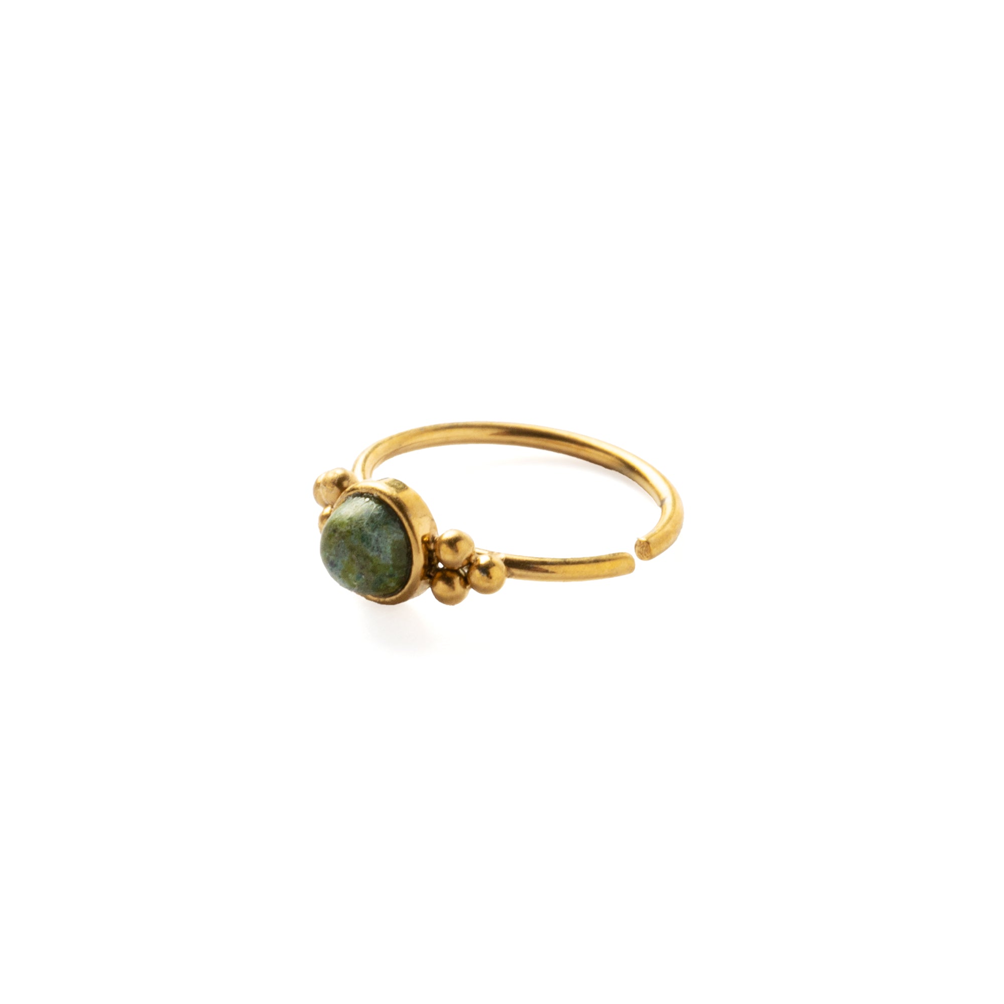 0.8mm (20g) Siti Golden Nose Ring with African Jade left side view
