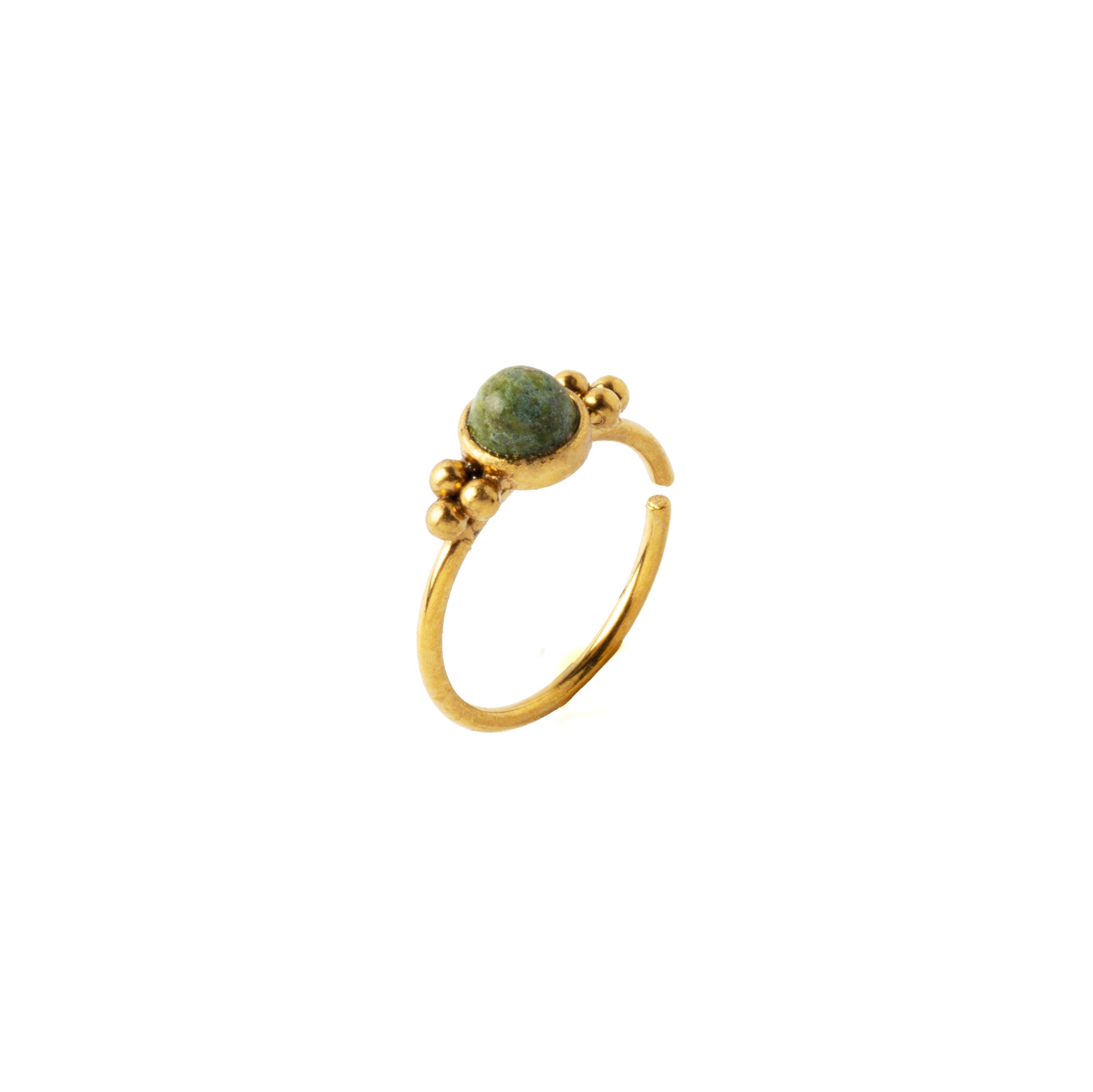 0.8mm (20g) Siti Golden Nose Ring with African Jade side view
