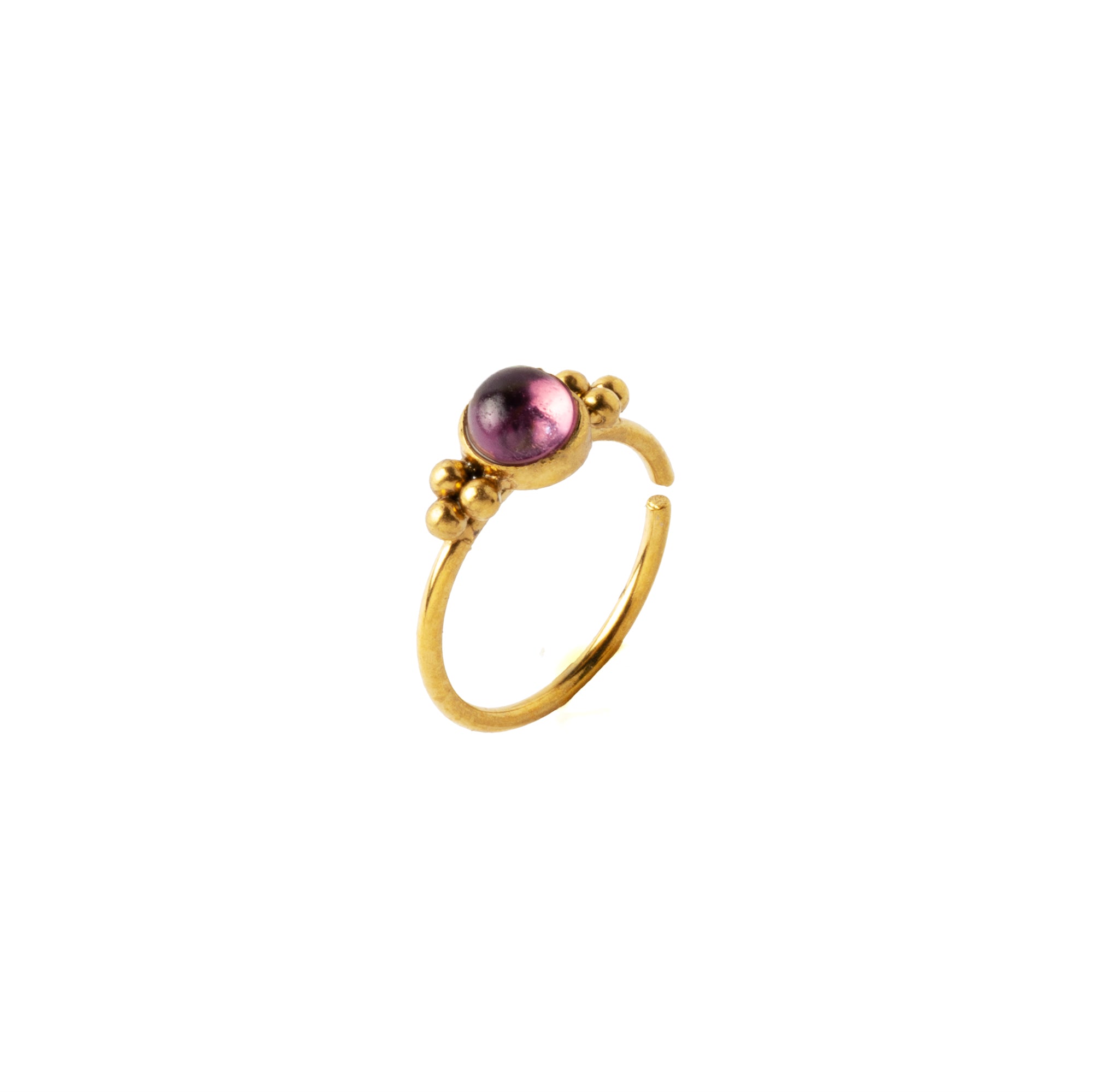 0.8mm (20g) Siti Golden Nose Ring with Amethyst right side view