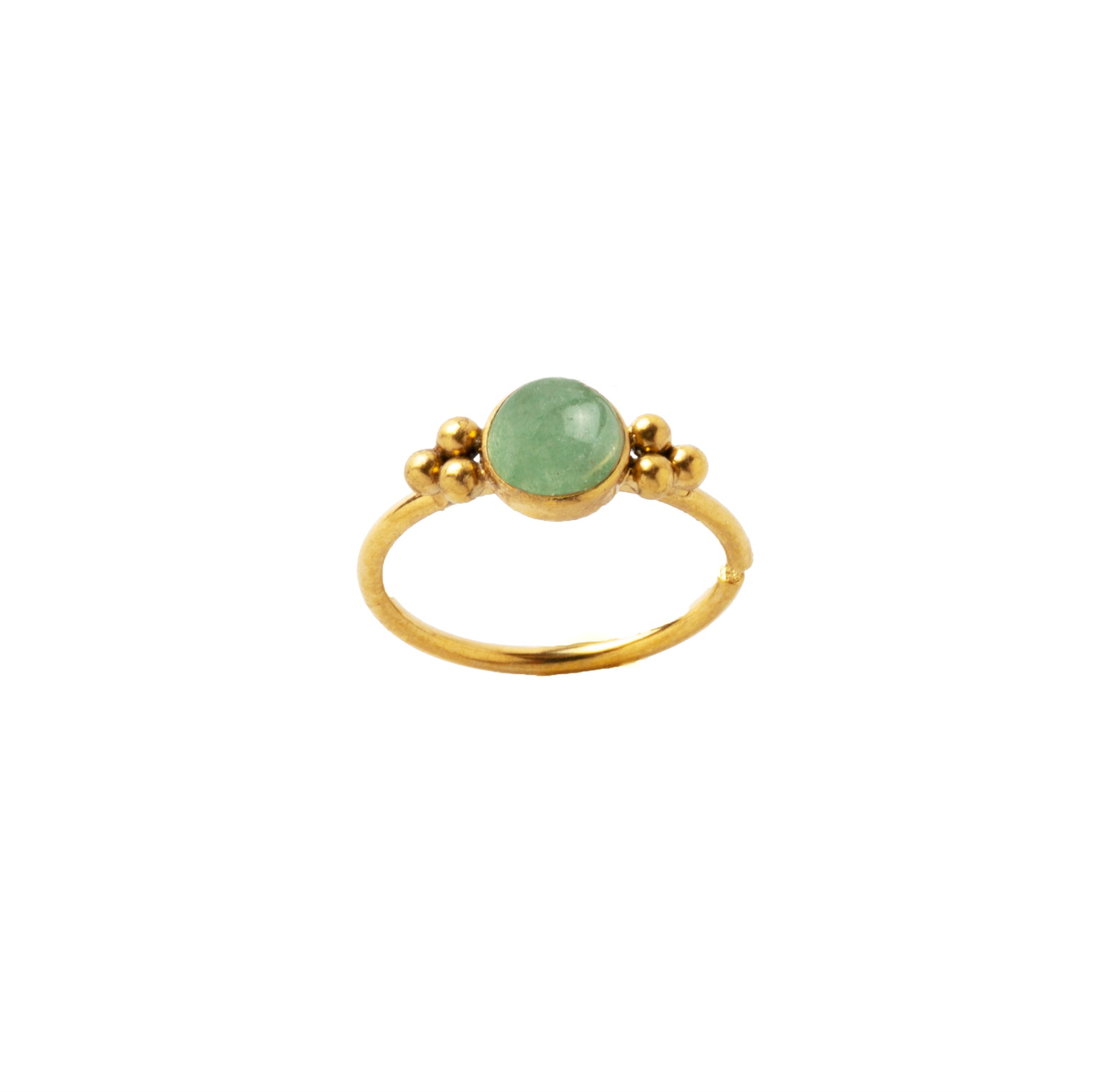 0.8mm (20g) Siti Golden Nose Ring with Jade side view