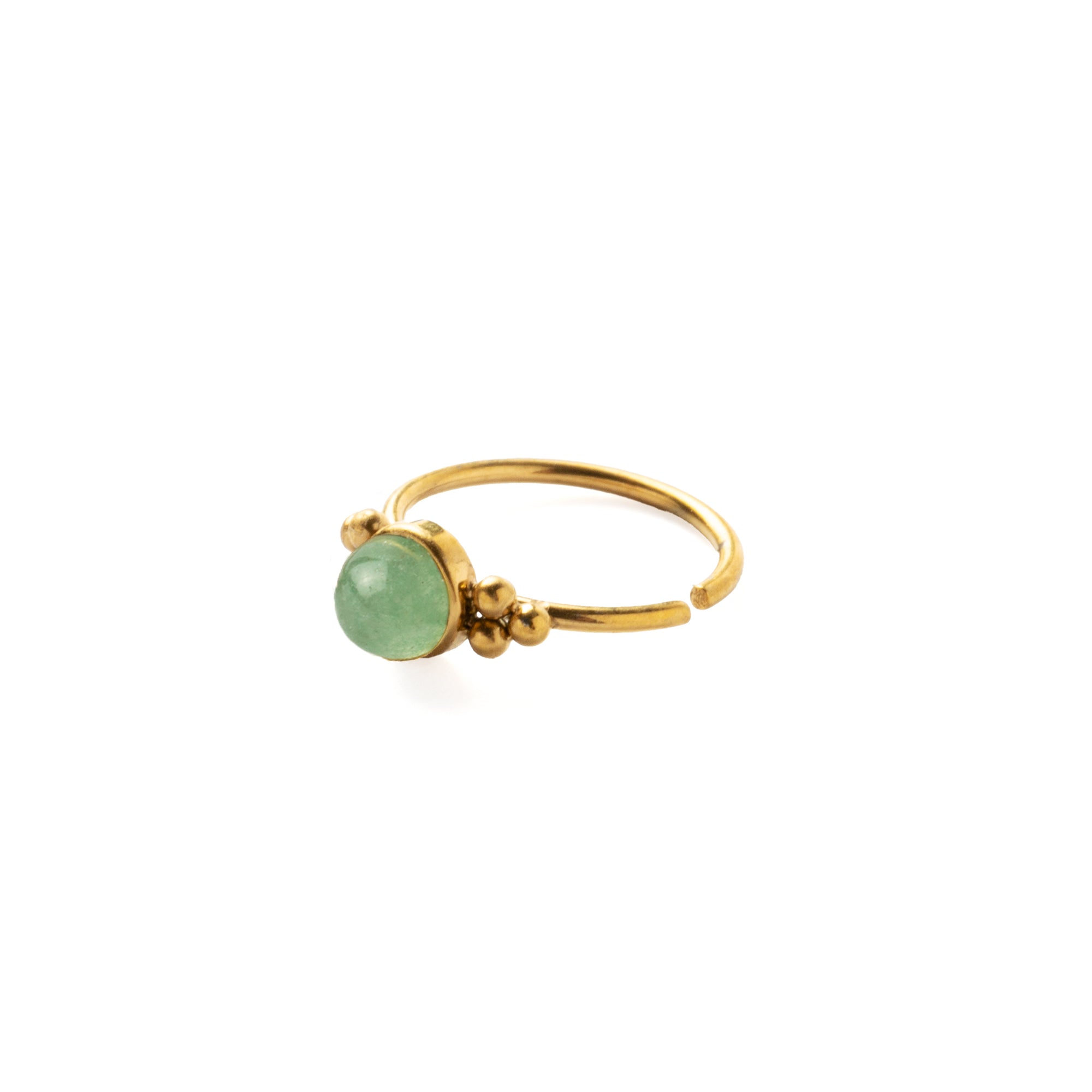 0.8mm (20g) Siti Golden Nose Ring with Jade left side view