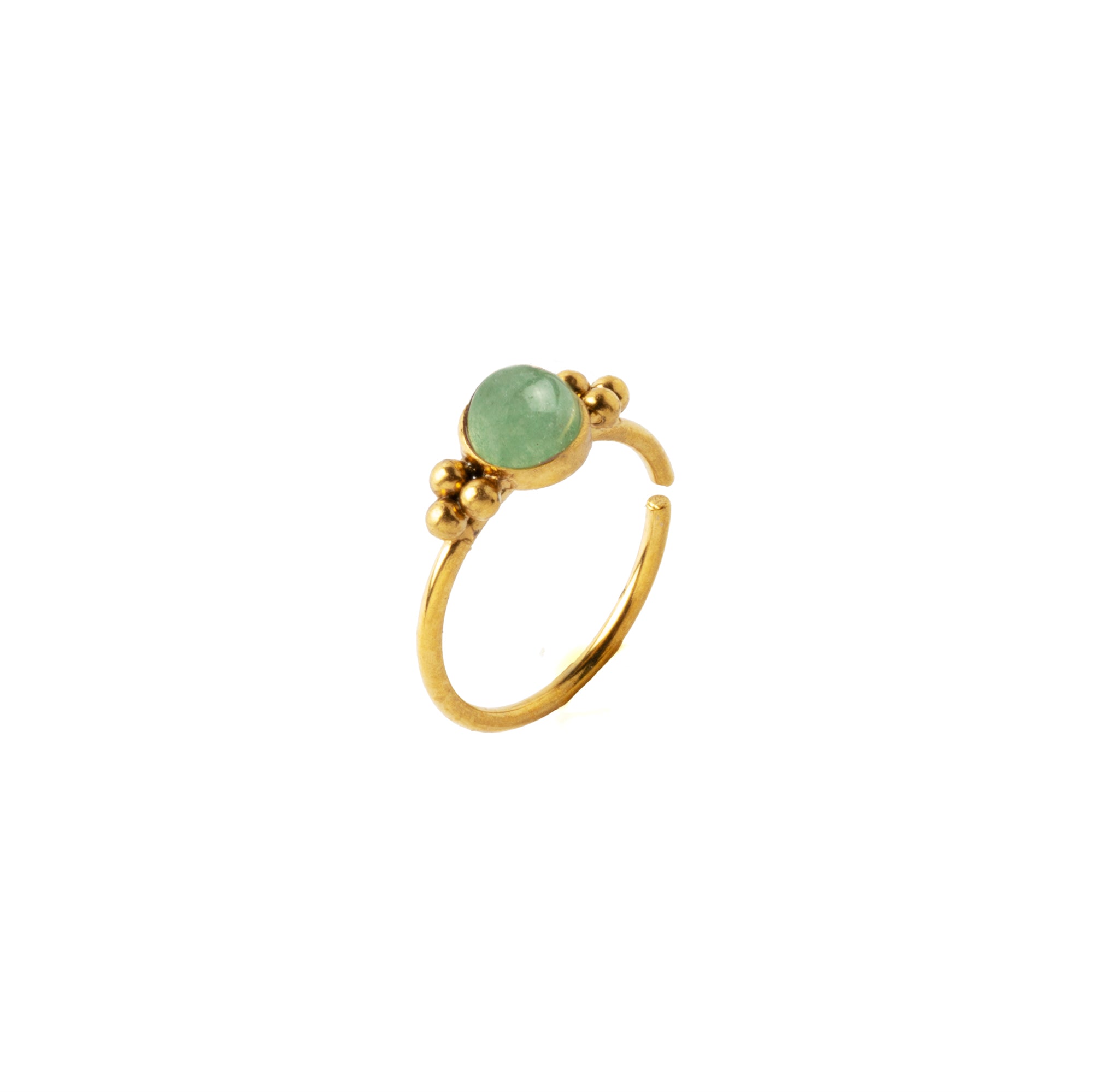 0.8mm (20g) Siti Golden Nose Ring with Jade right side view