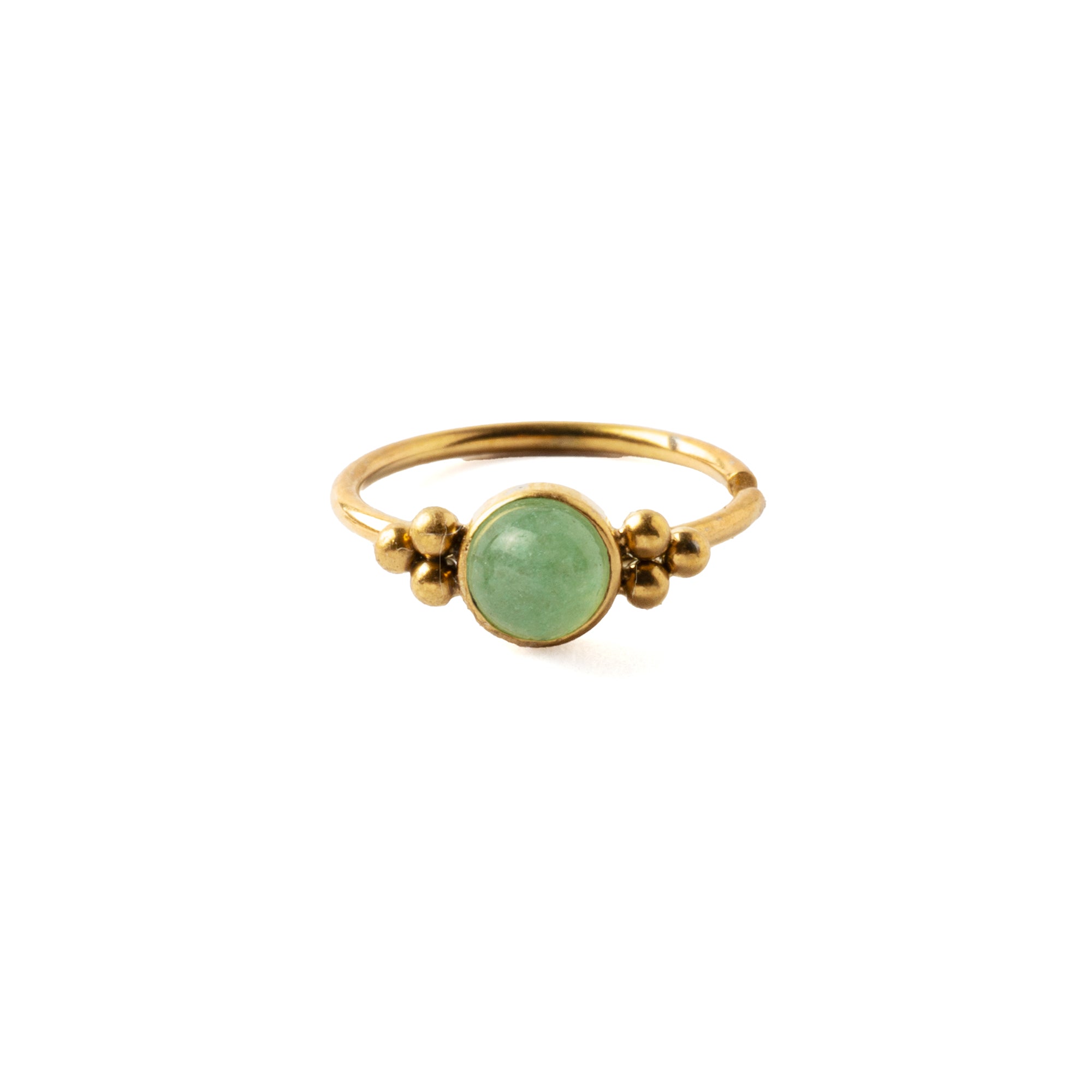 0.8mm (20g) Siti Golden Nose Ring with Jade frontal view