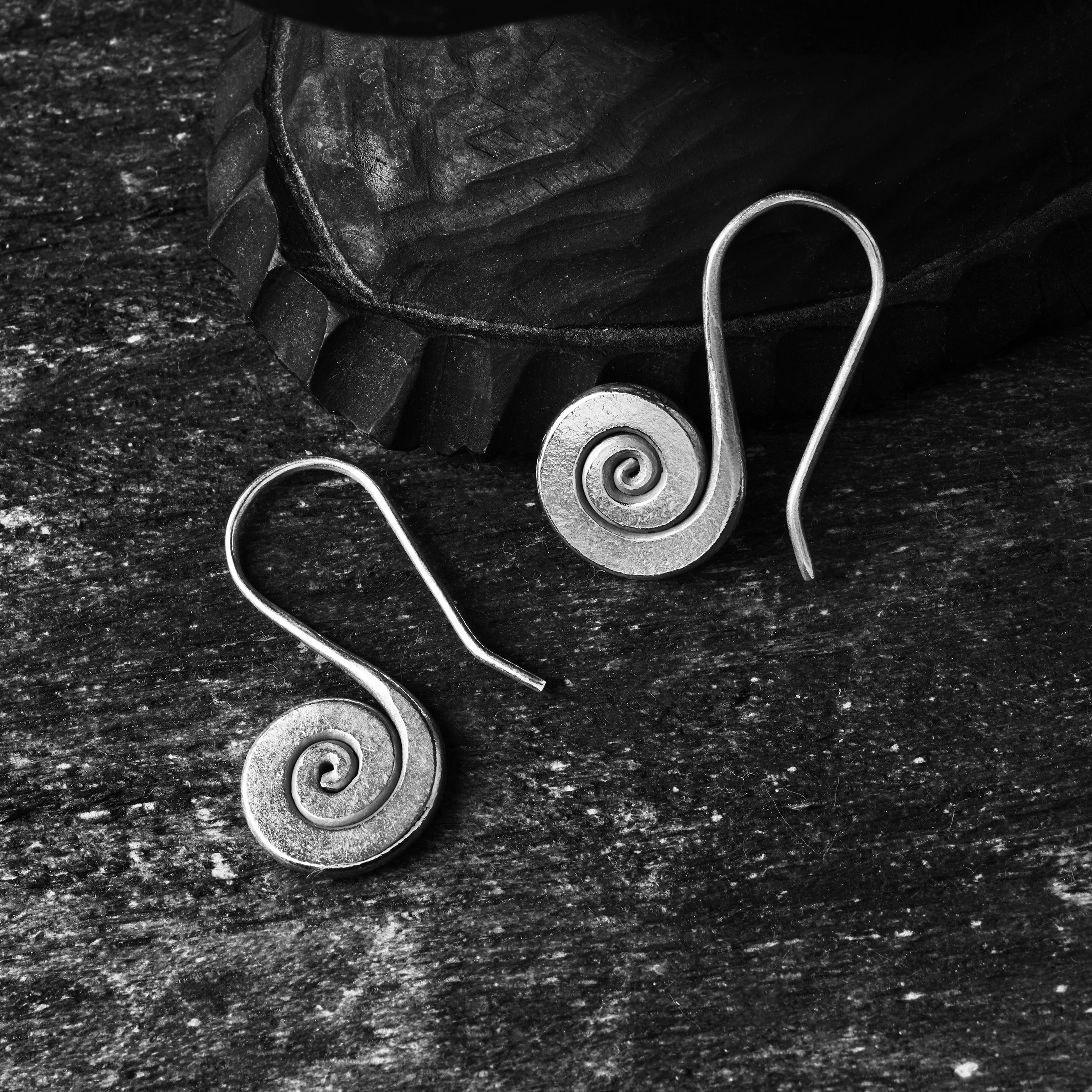 Spiralling Tribal Silver Earrings