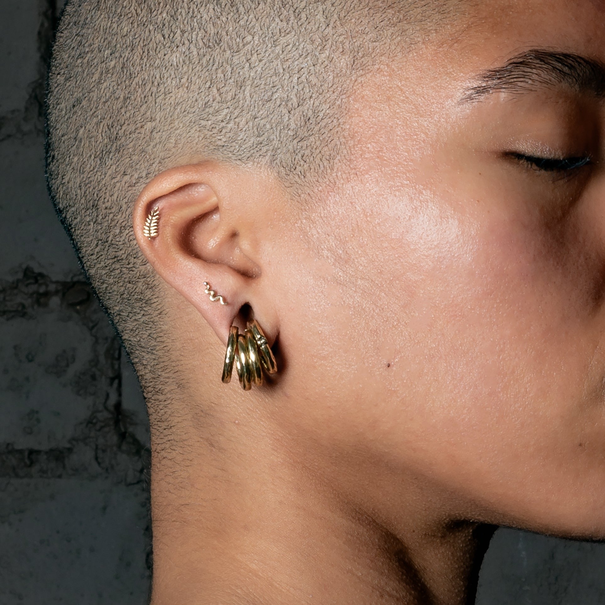 Leaf Flat Back Stud Piercing | Gold Leaf Labret | Tribu