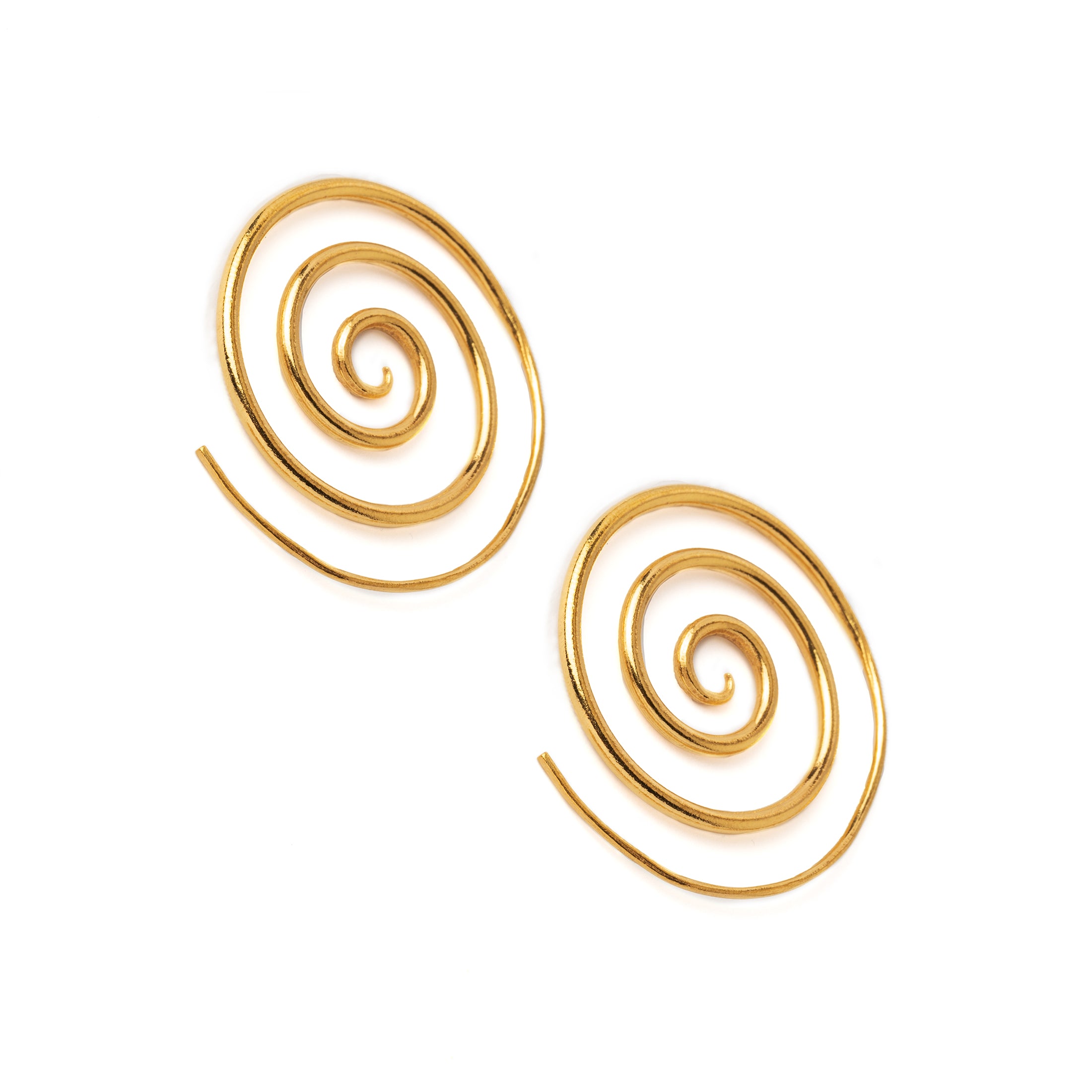 Super Spiral Gold Earrings side view