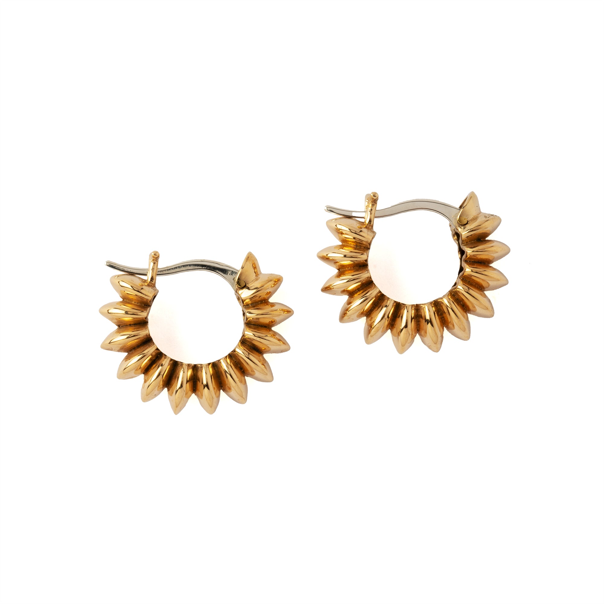 golden bronze Surya Huggies Hoop earrings frontal view