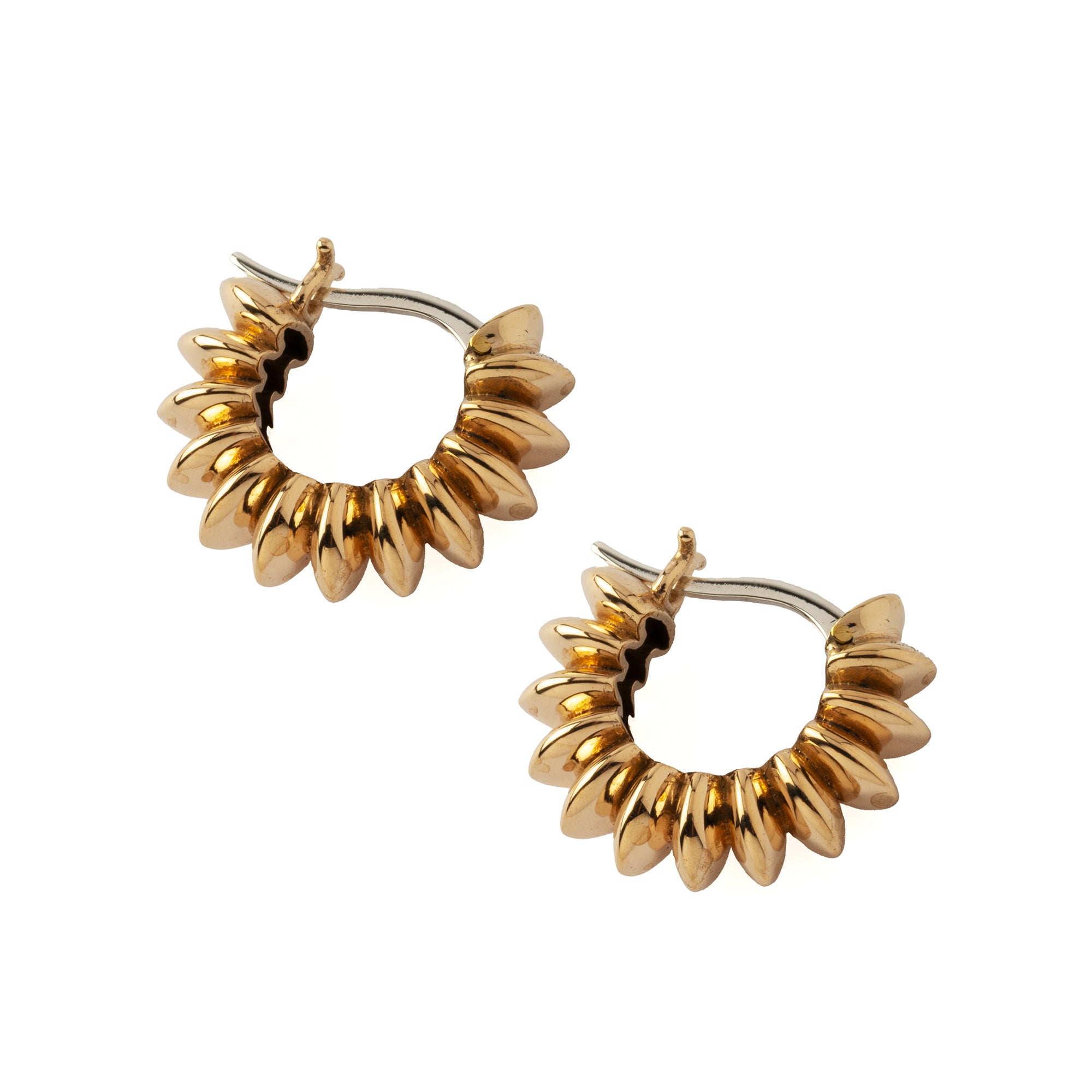 golden bronze Surya Huggies Hoop earrings left side view