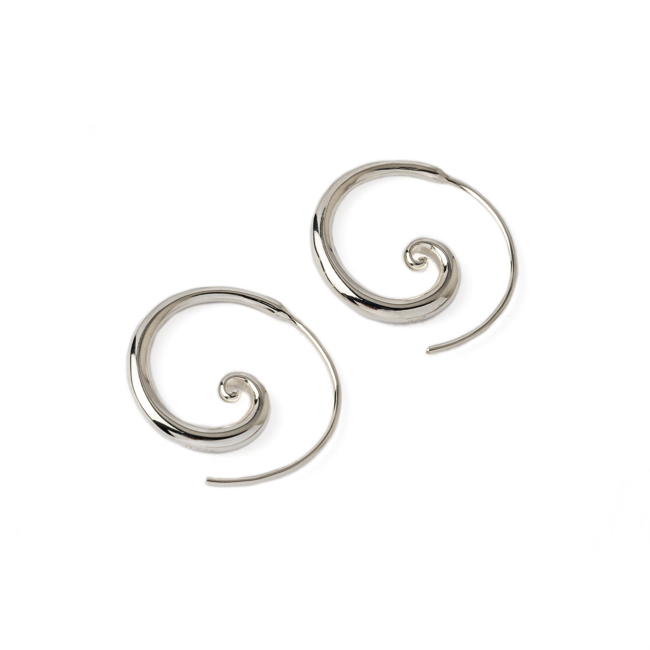 Sterling Silver Swirl Open Hoops side view