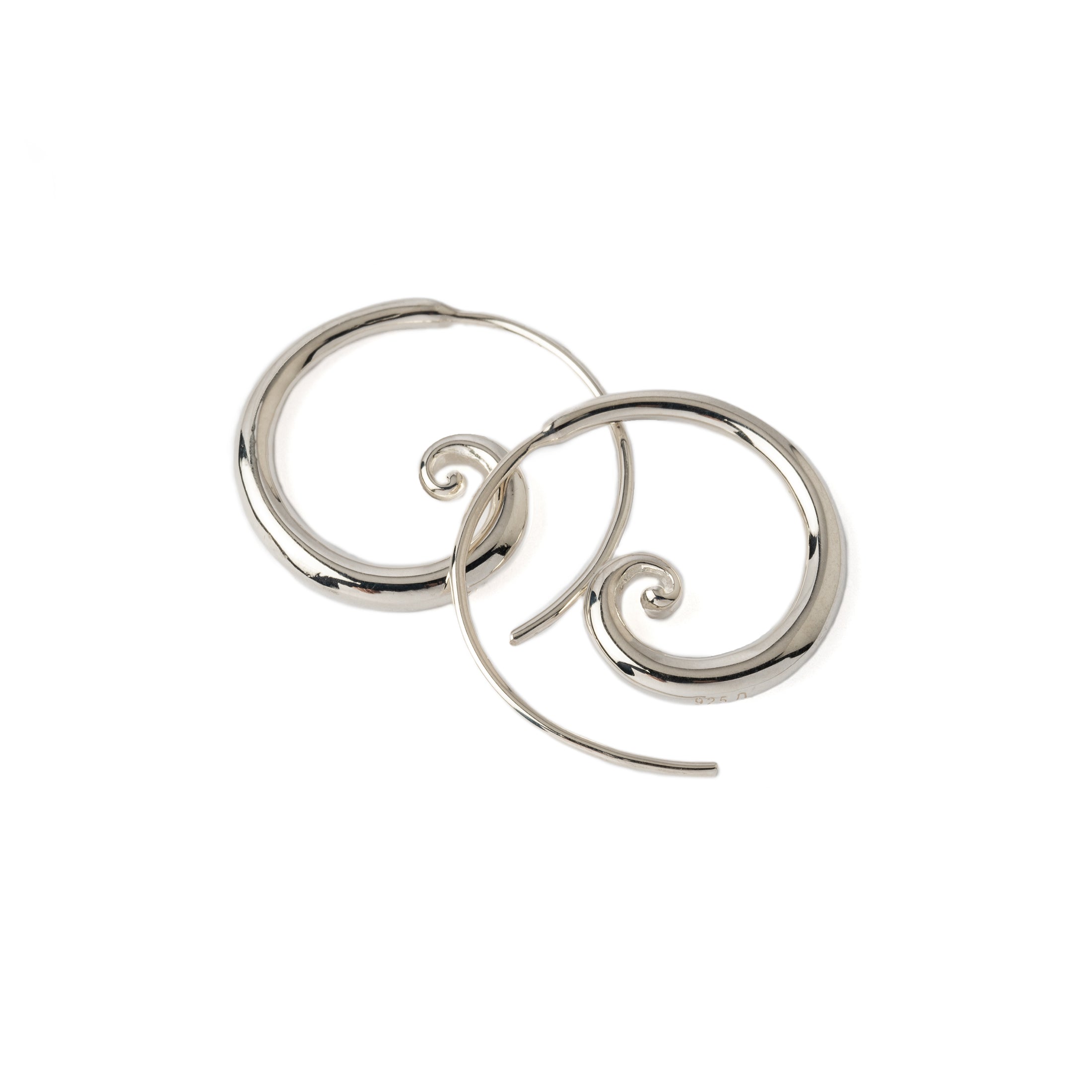 Sterling Silver Swirl Open Hoops frontal view