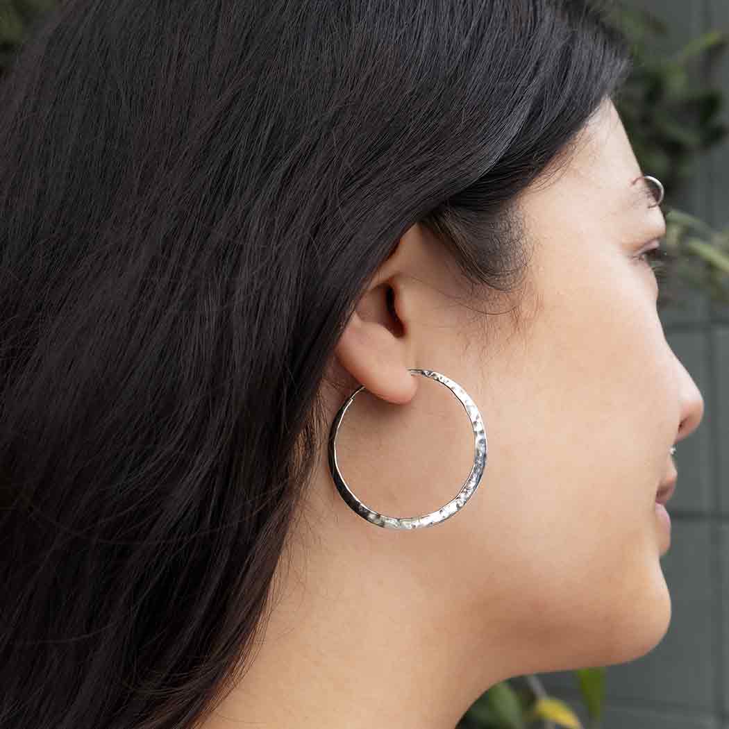 Hammered Silver Hoops