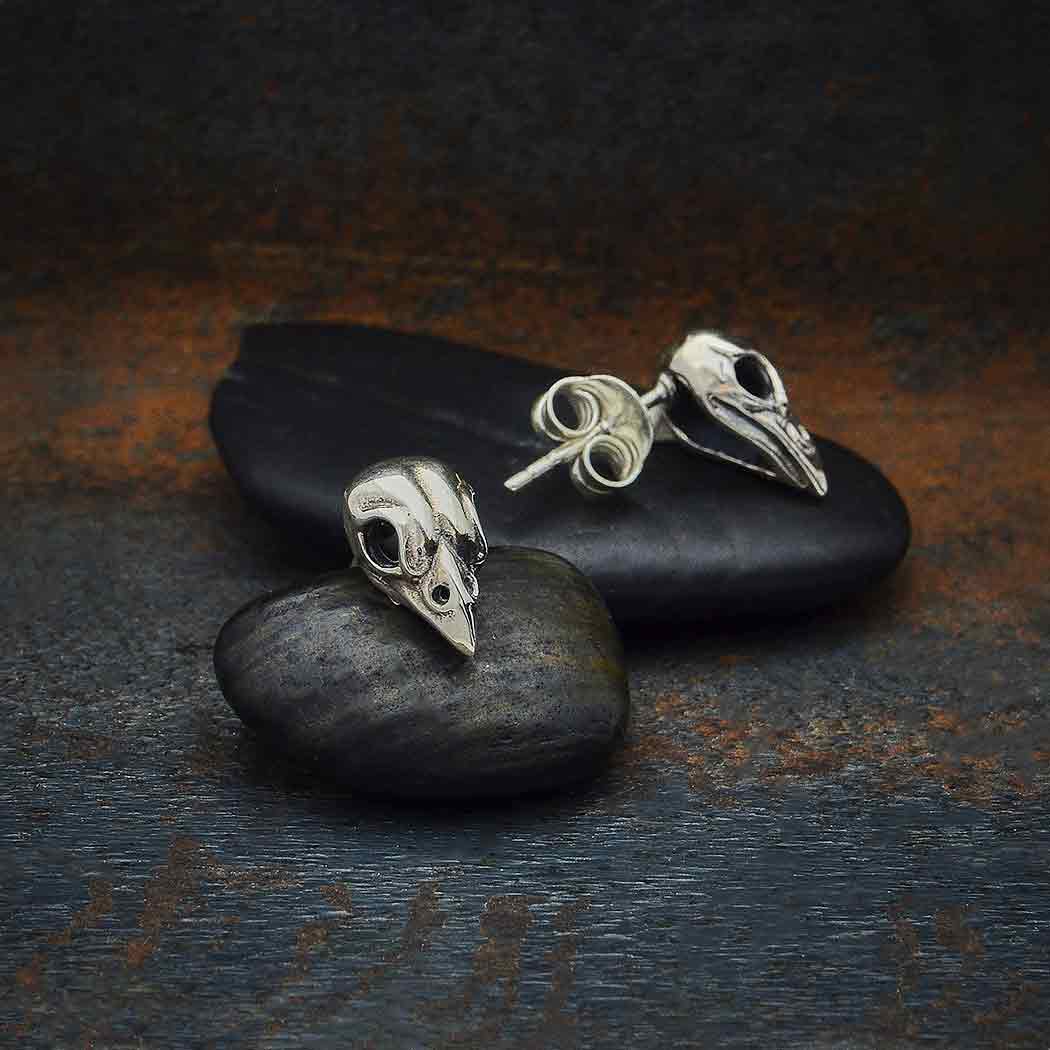 Sparrow Skull Silver Studs