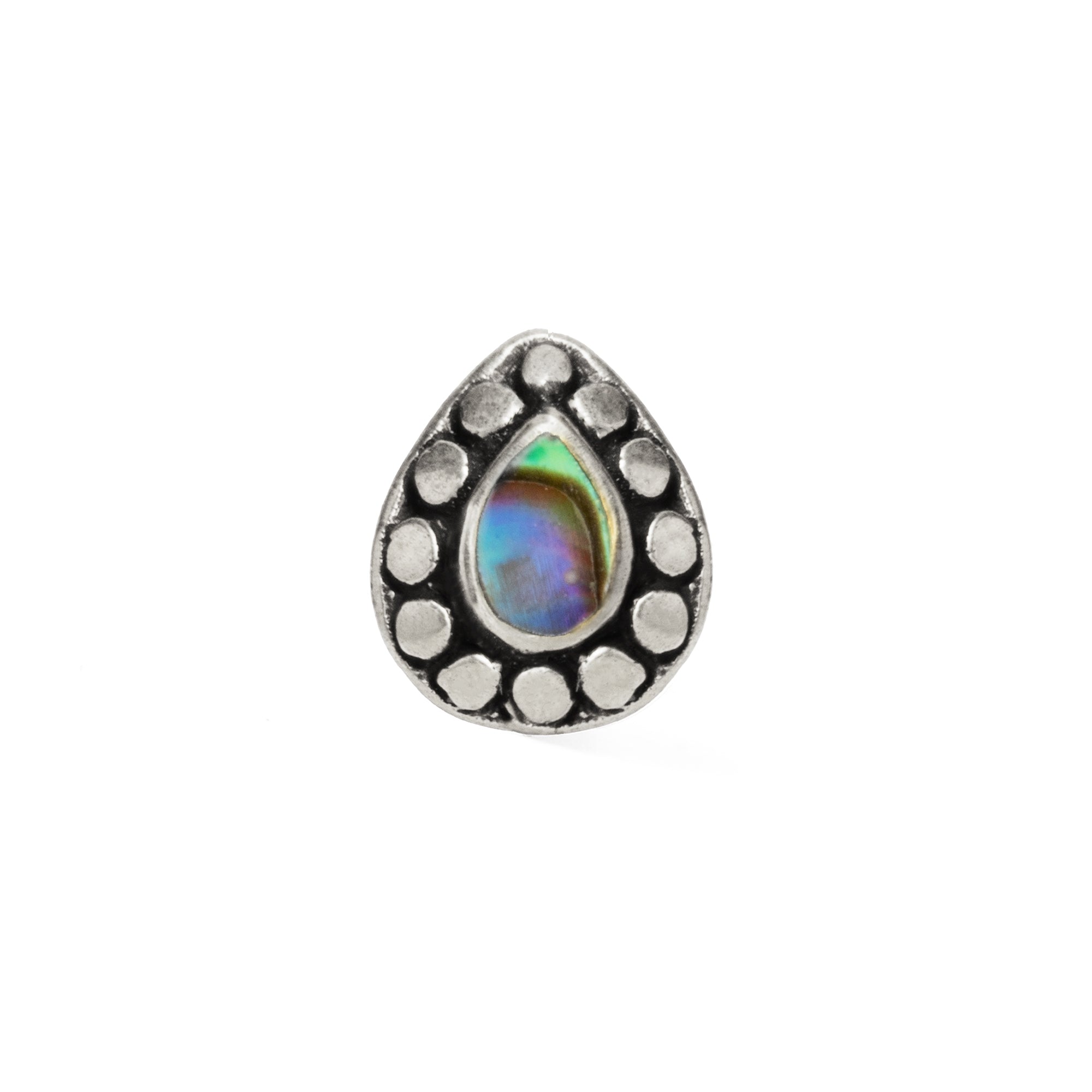 1.2mm (16g) Tara Labret with Abalone frontal view