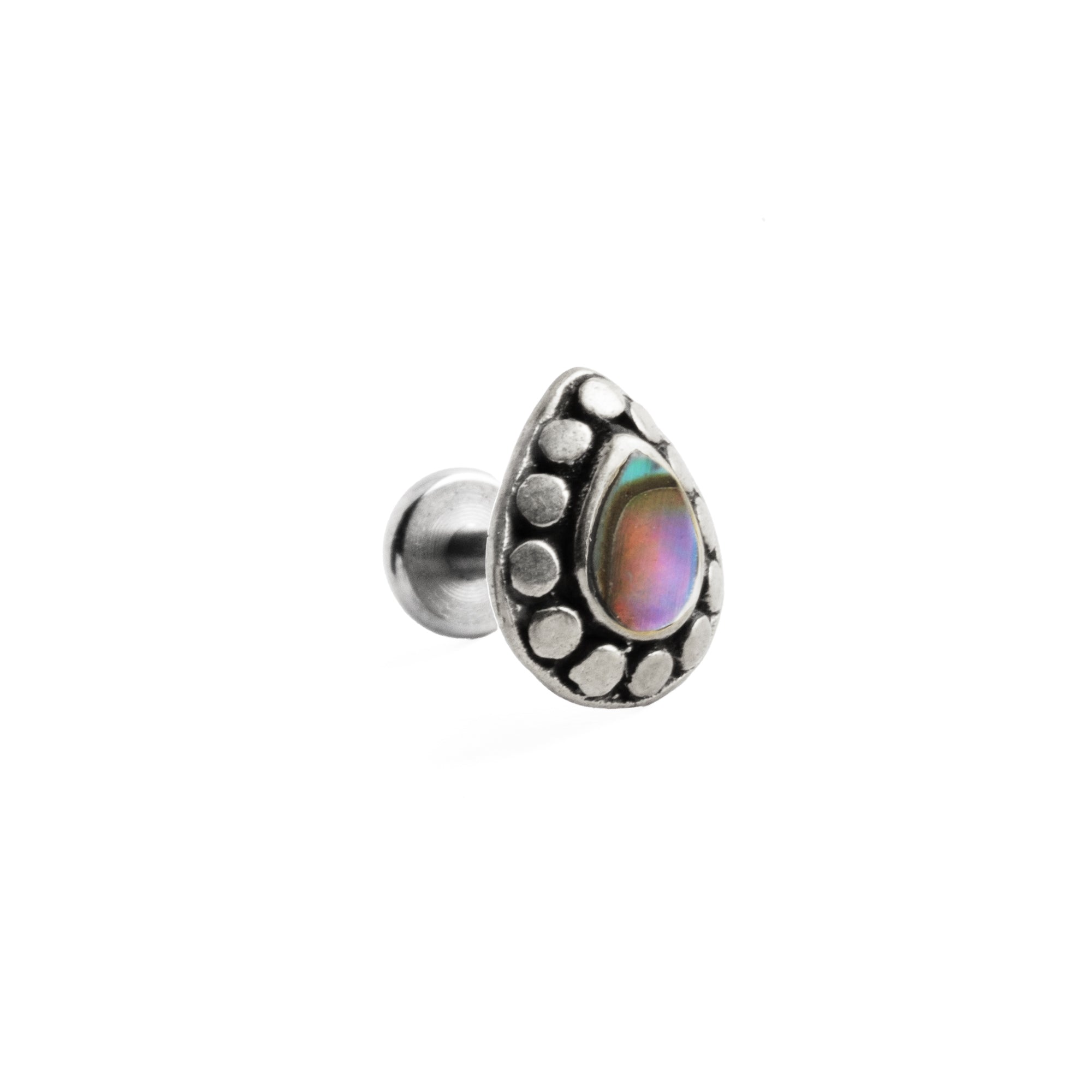 1.2mm (16g) Tara Labret with Abalone left side view