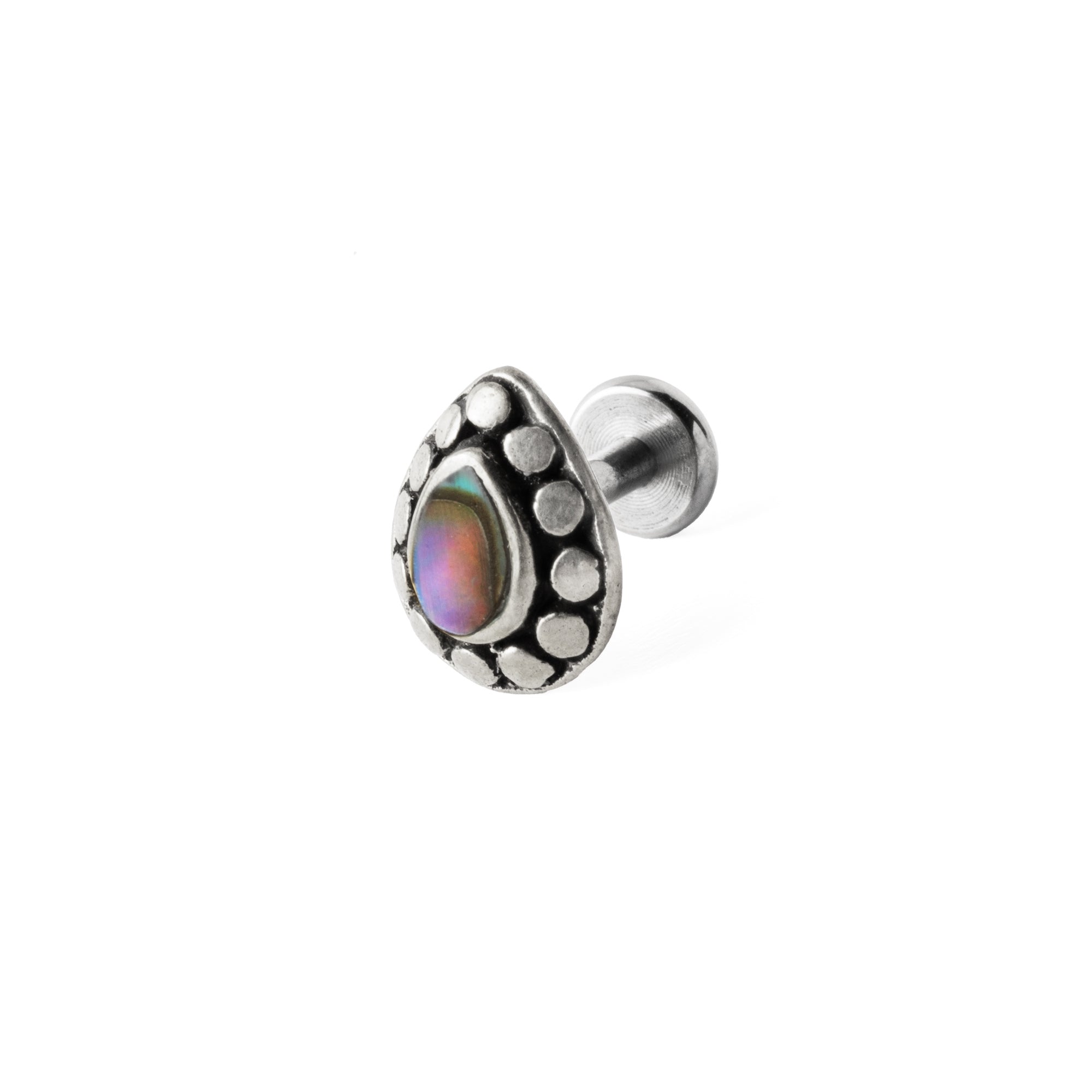 1.2mm (16g) Tara Labret with Abalone right side view