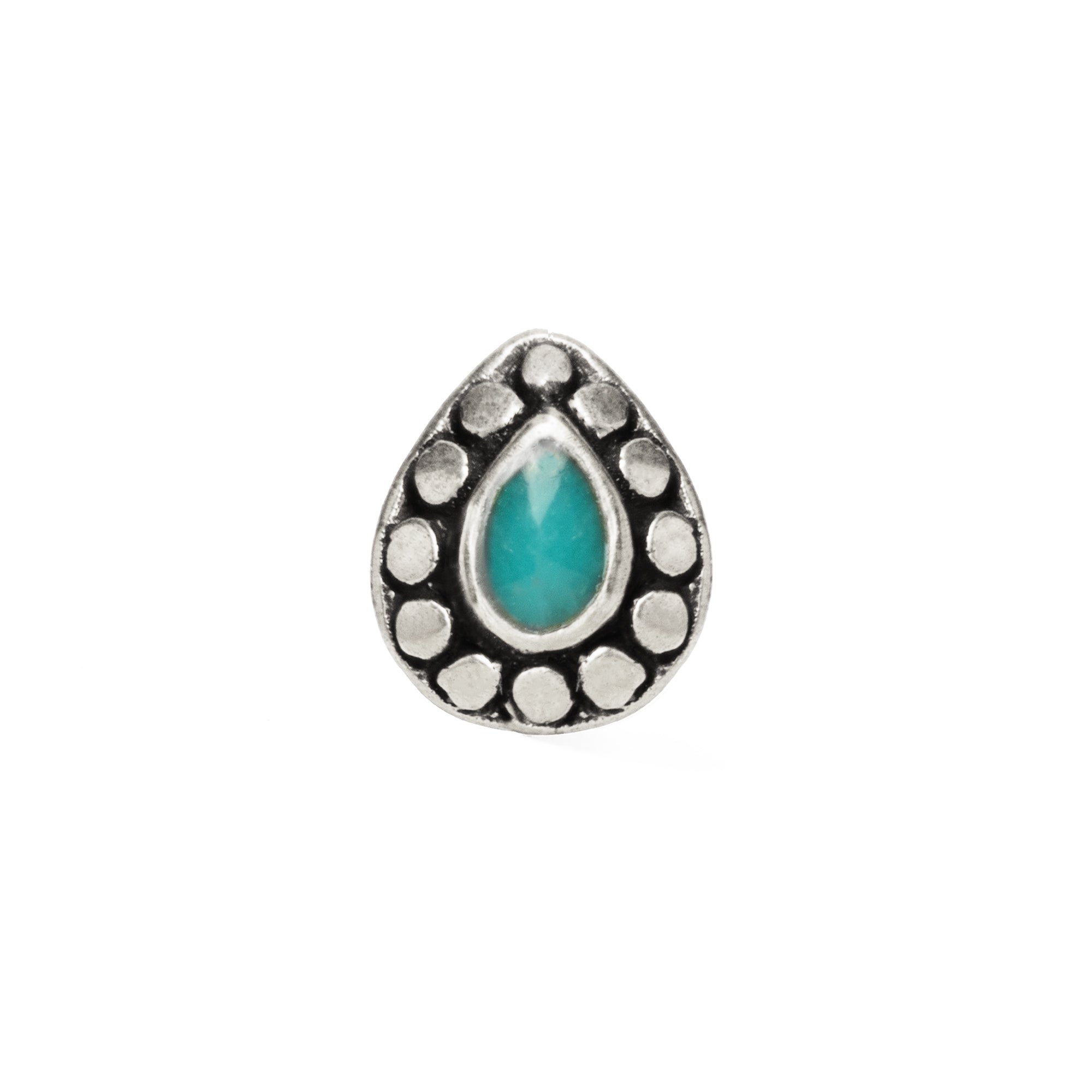 1.2mm (16g) Tara Labret with Turquoise frontal view