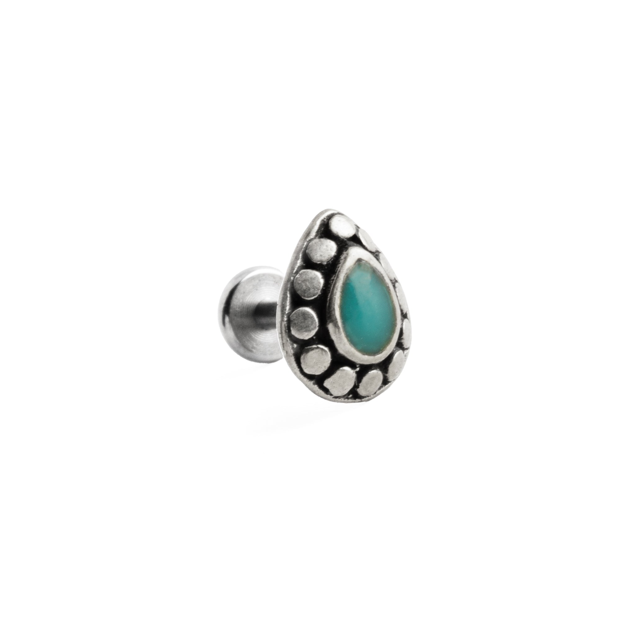 1.2mm (16g) Tara Labret with Turquoise left side view