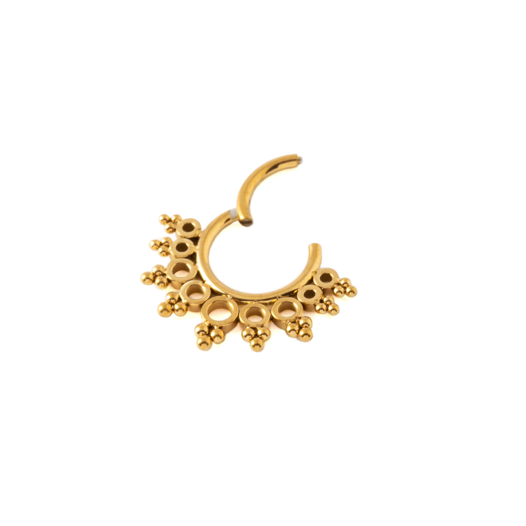 Tarita Golden Septum Clicker hinged segment closure view