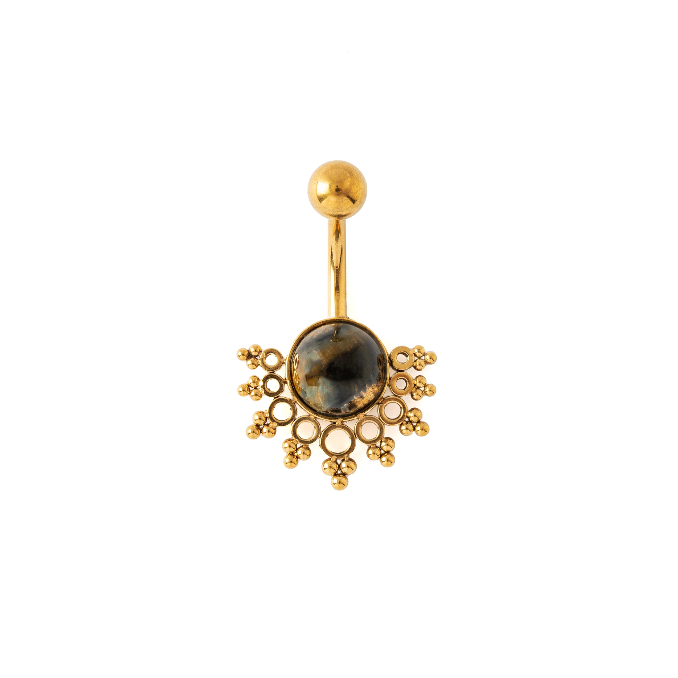 Tarita Tiger Eye Belly Bar frontal view