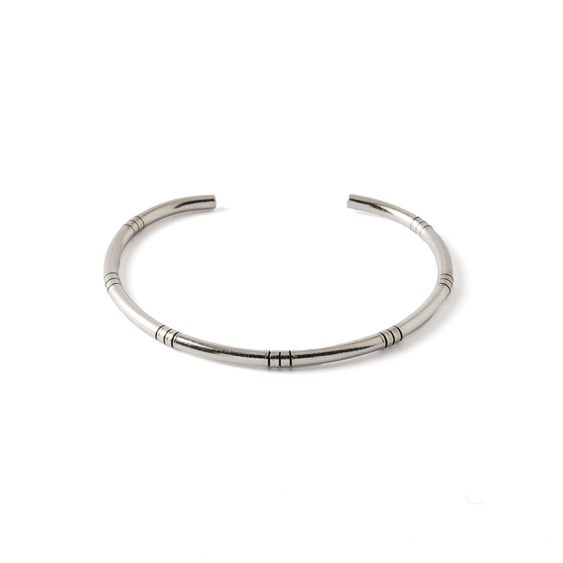 Tribal Silver Bamboo Cuff frontal view