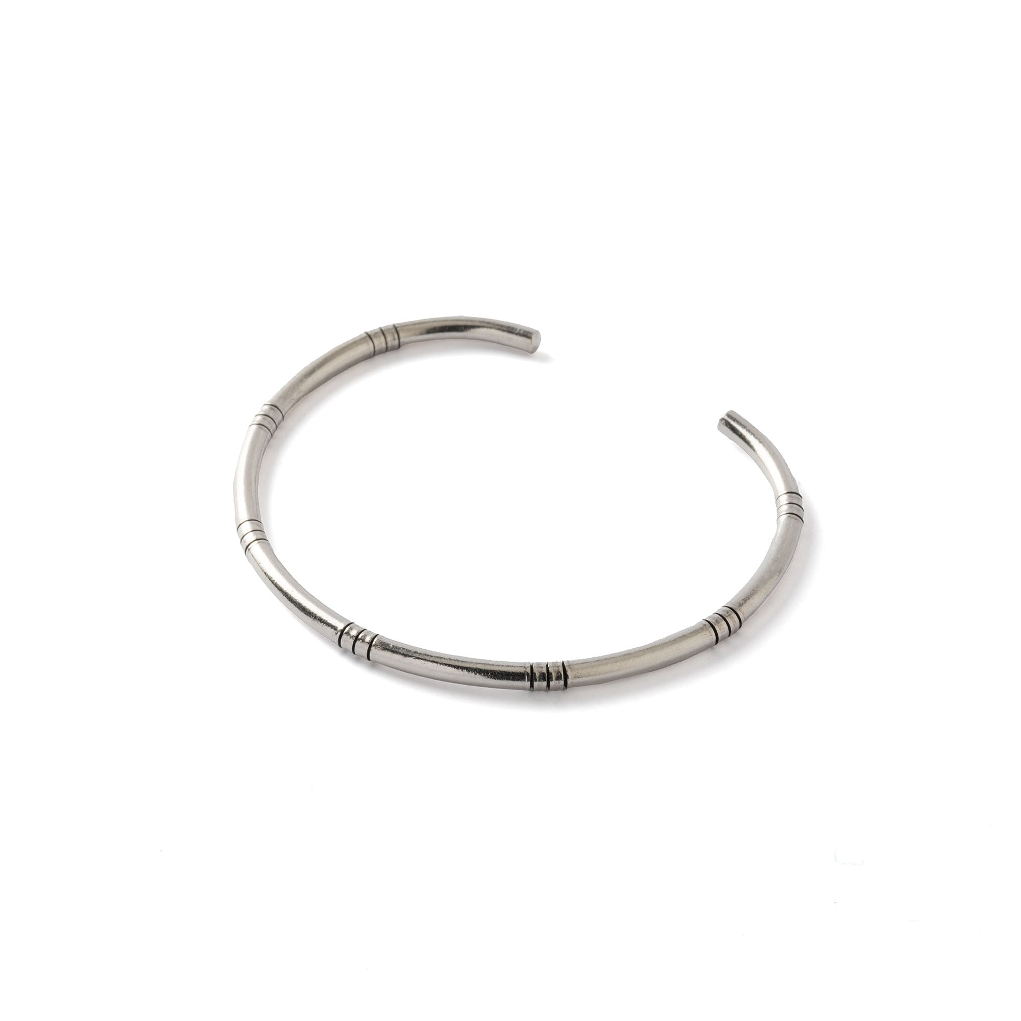 Tribal Silver Bamboo Cuff right side view