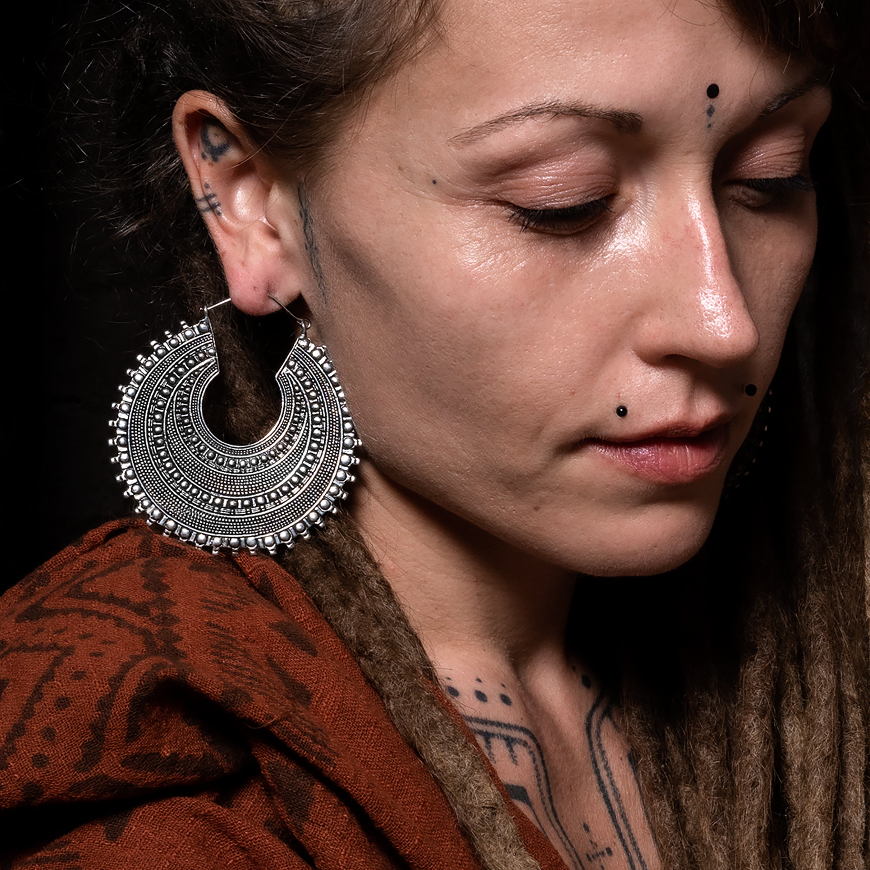 model wearing Jaipur Large Hoop Earrings