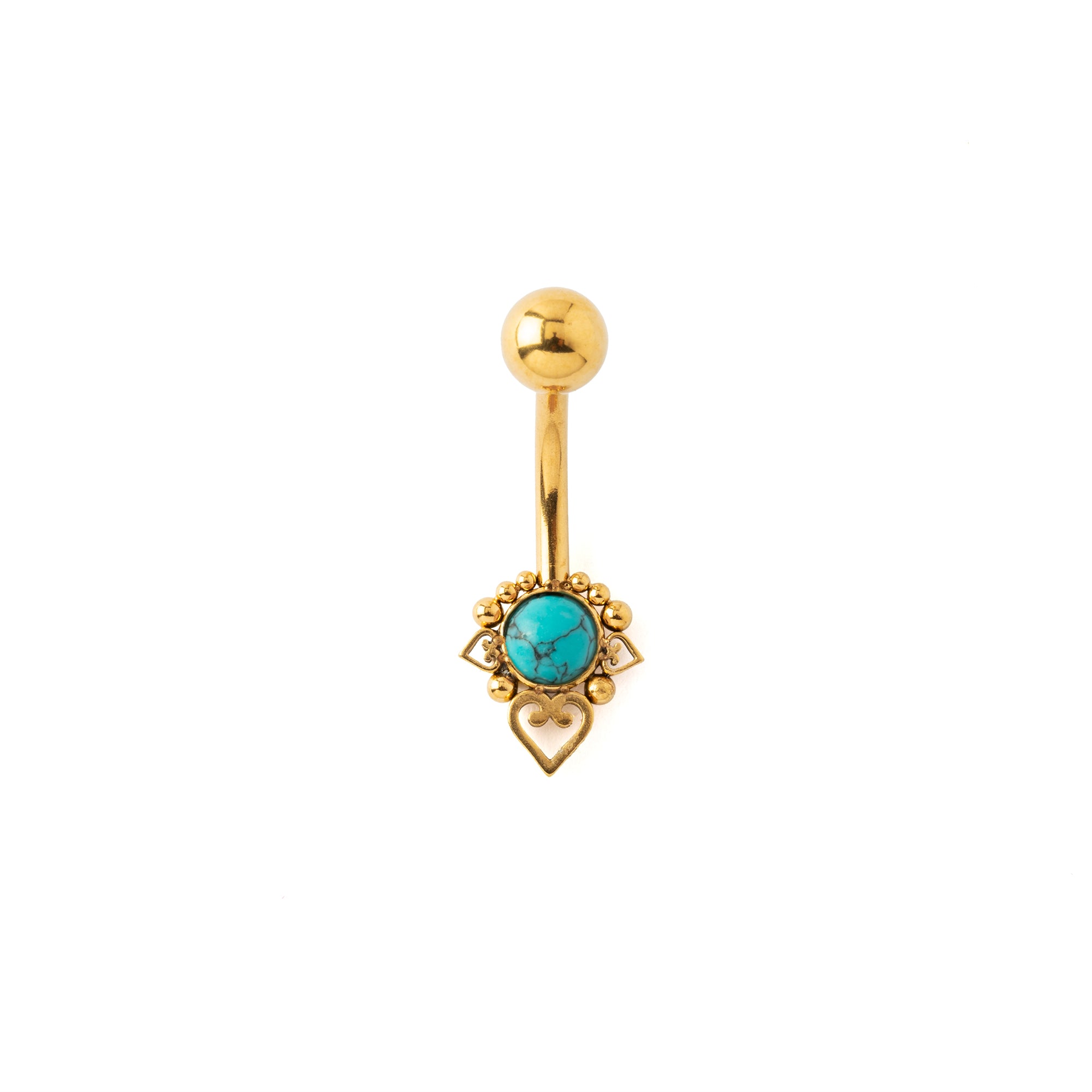 Turquoise Crown Lotus Belly Piercing frontal view